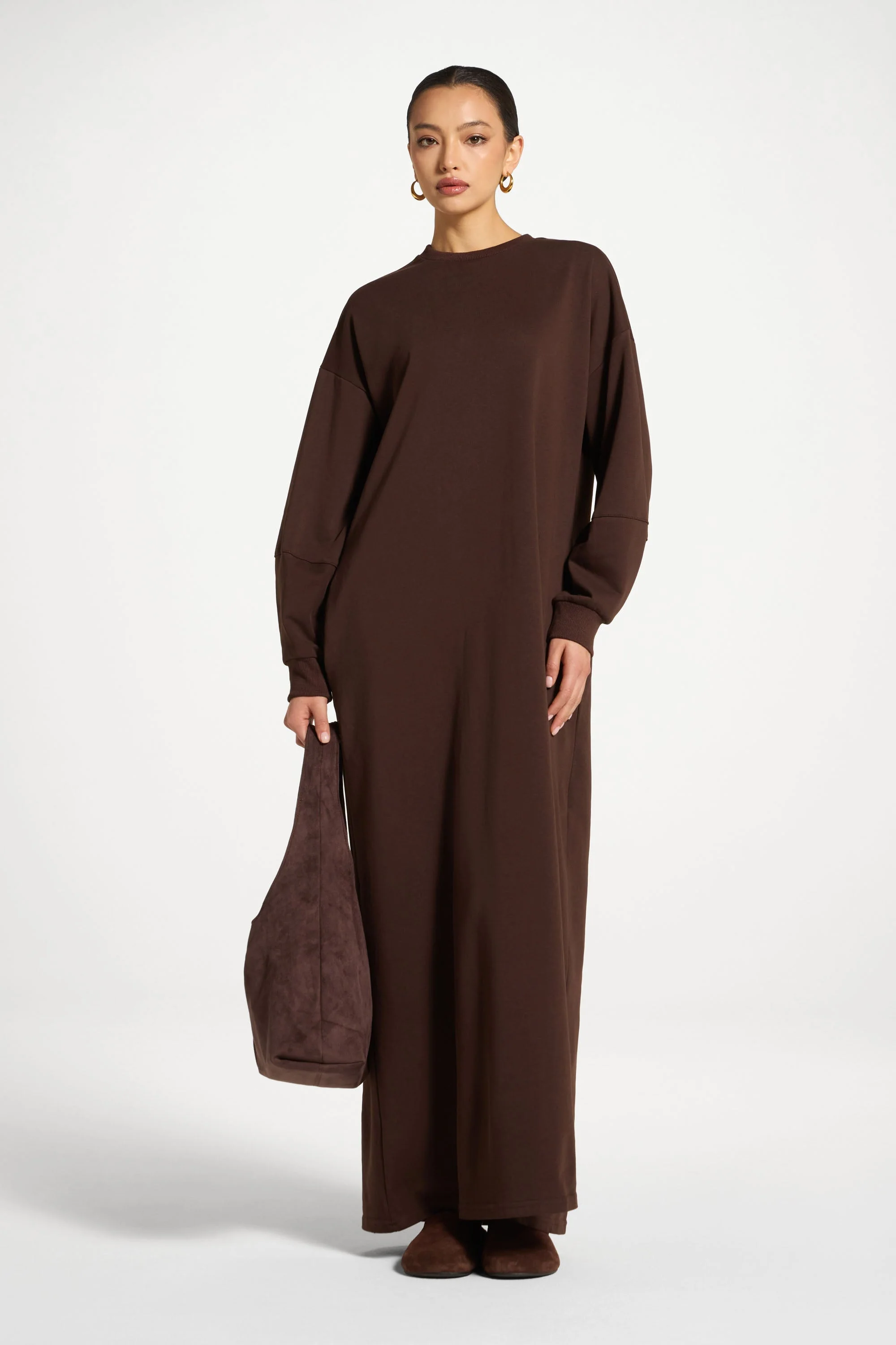 Cotton Basic Dress - Coffee