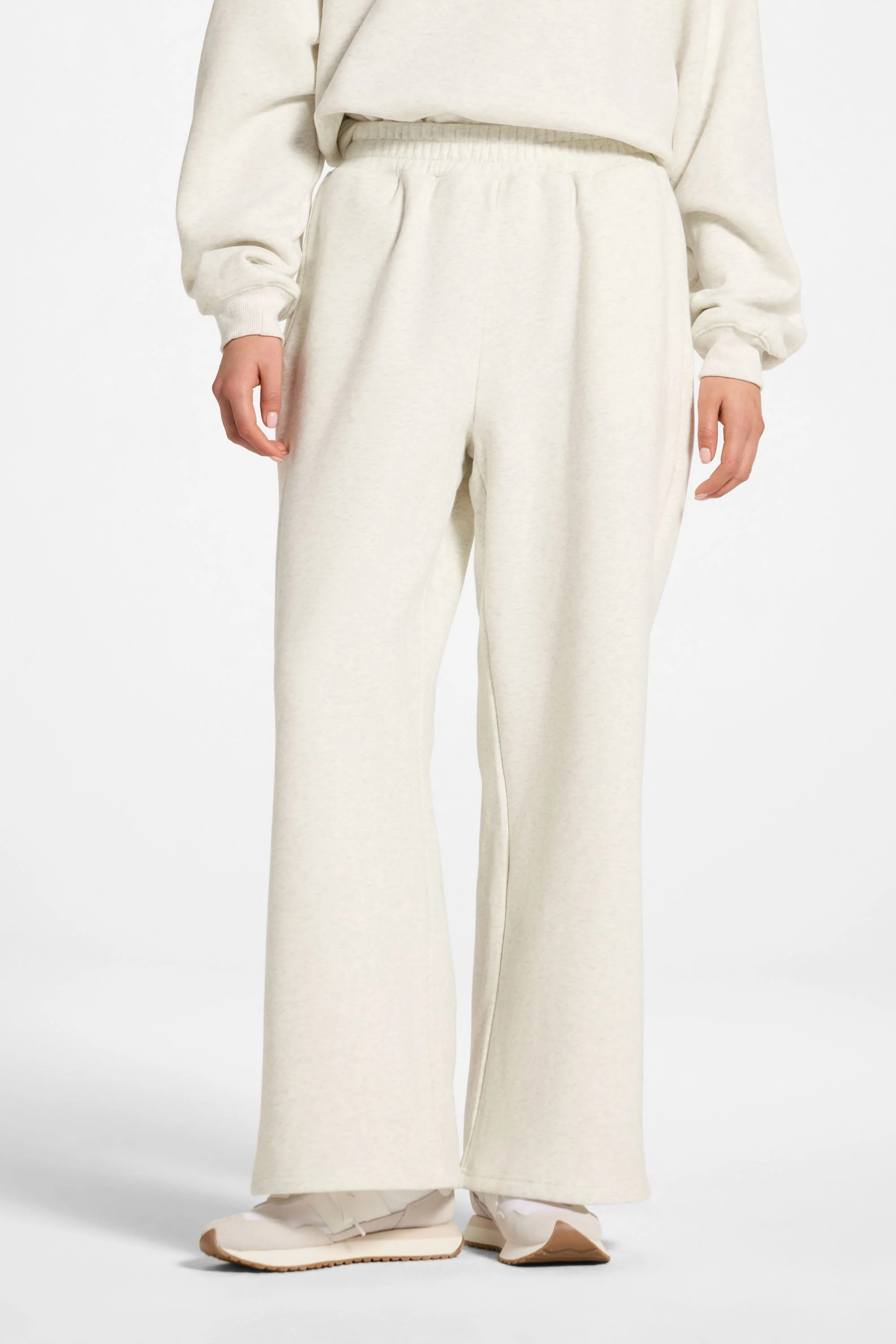Cotton Wide Leg Sweatpants - Heather Grey - Image 2
