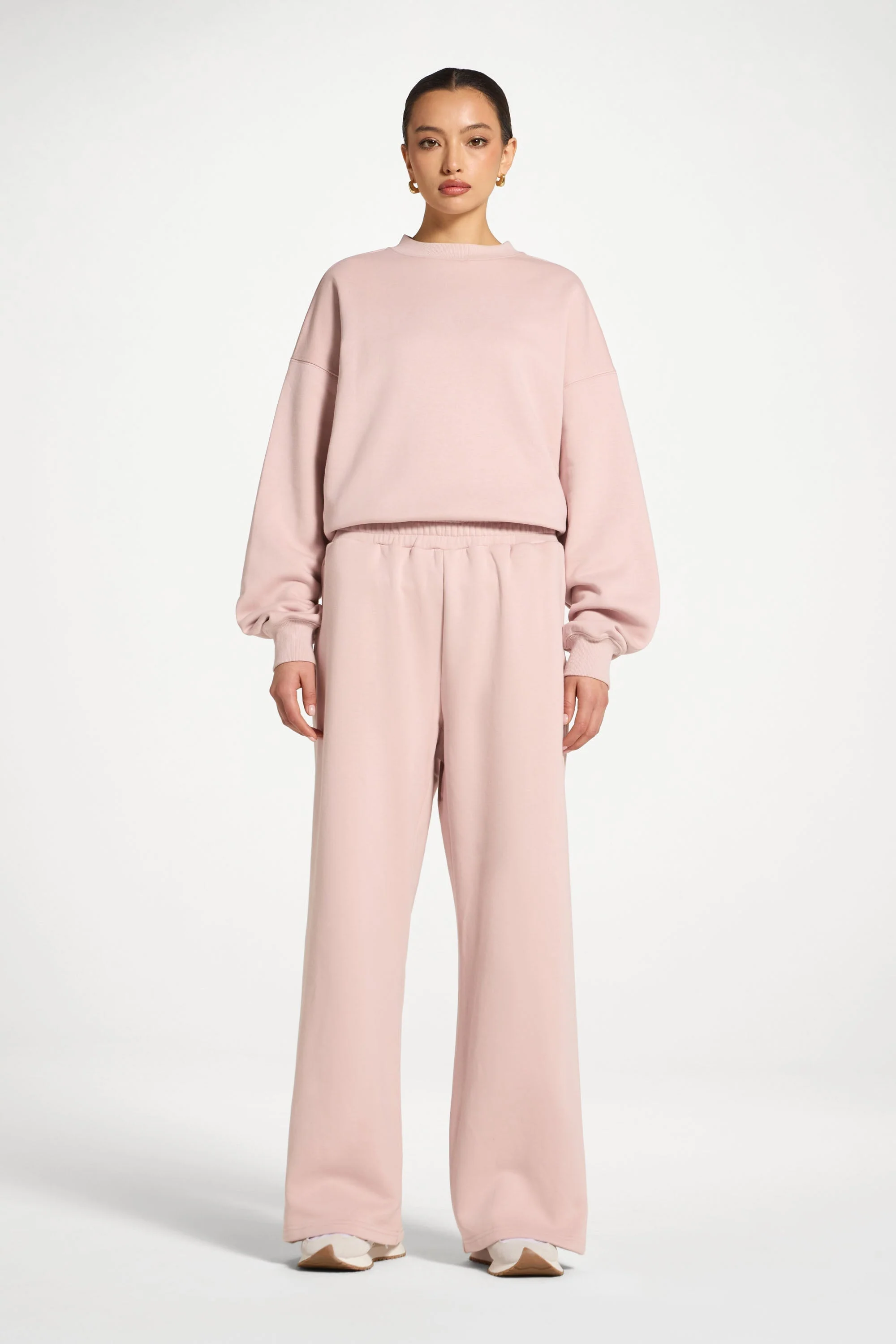 Cotton Wide Leg Sweatpants - Midnight Mauve - Image 4