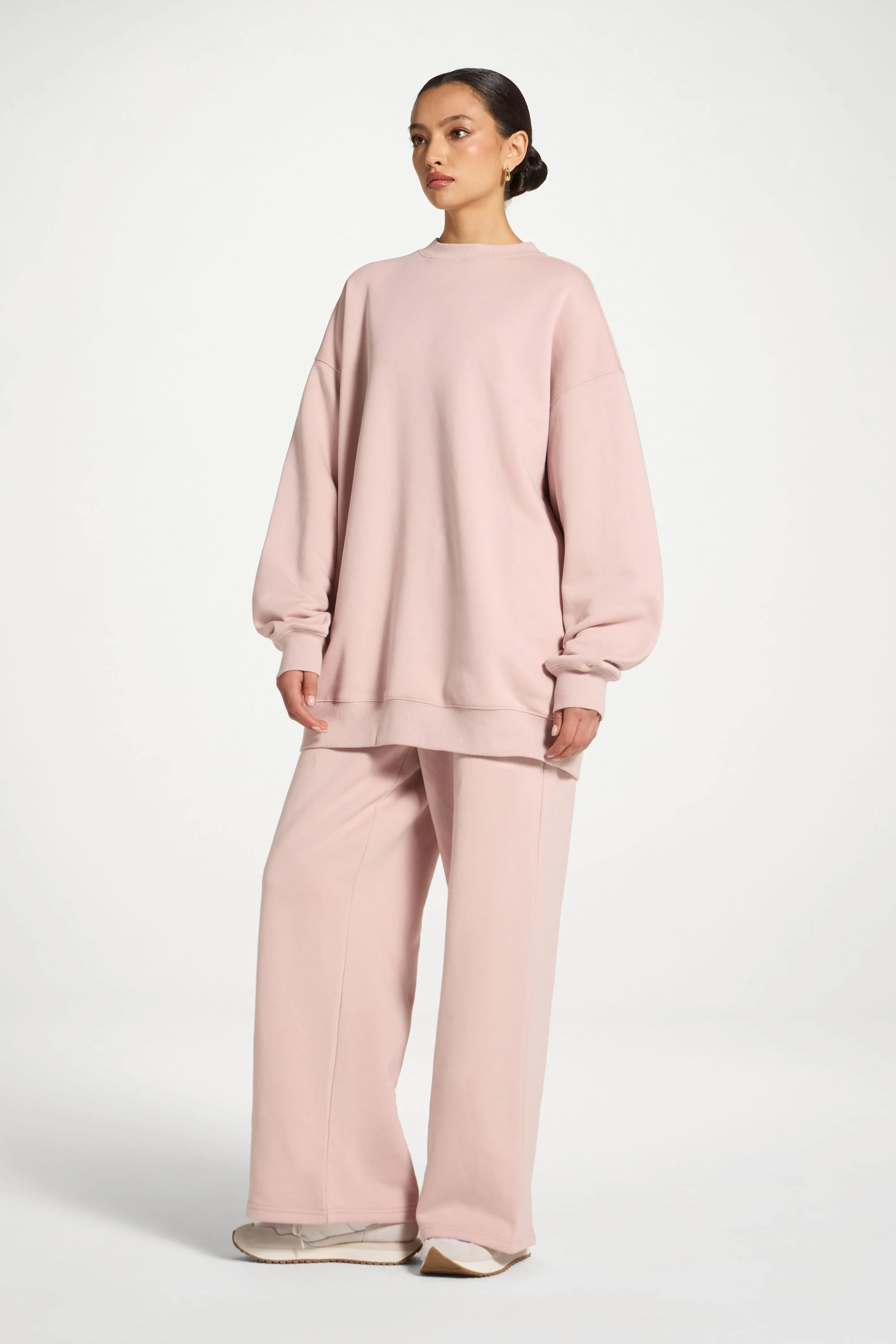 Cotton Wide Leg Sweatpants - Midnight Mauve - Image 5