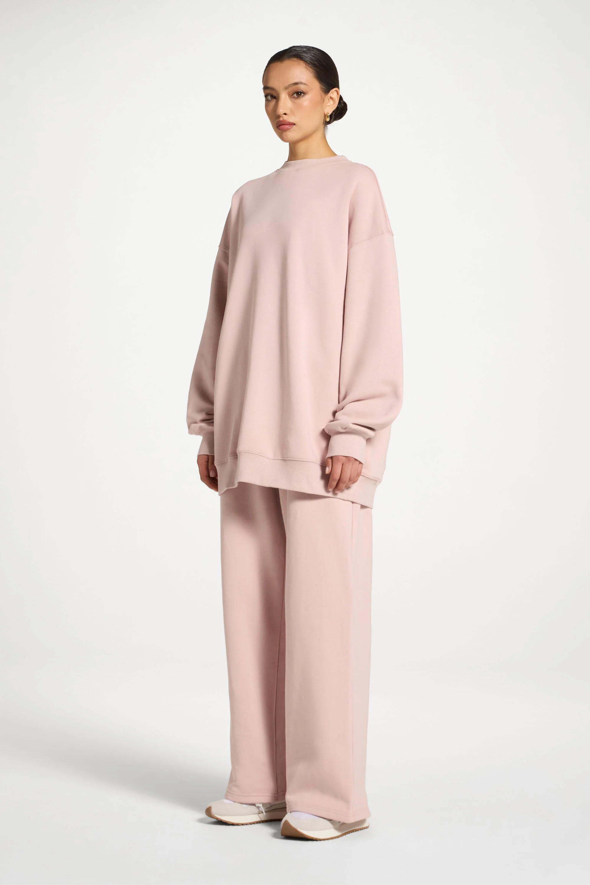 Cotton Wide Leg Sweatpants - Midnight Mauve - Image 6