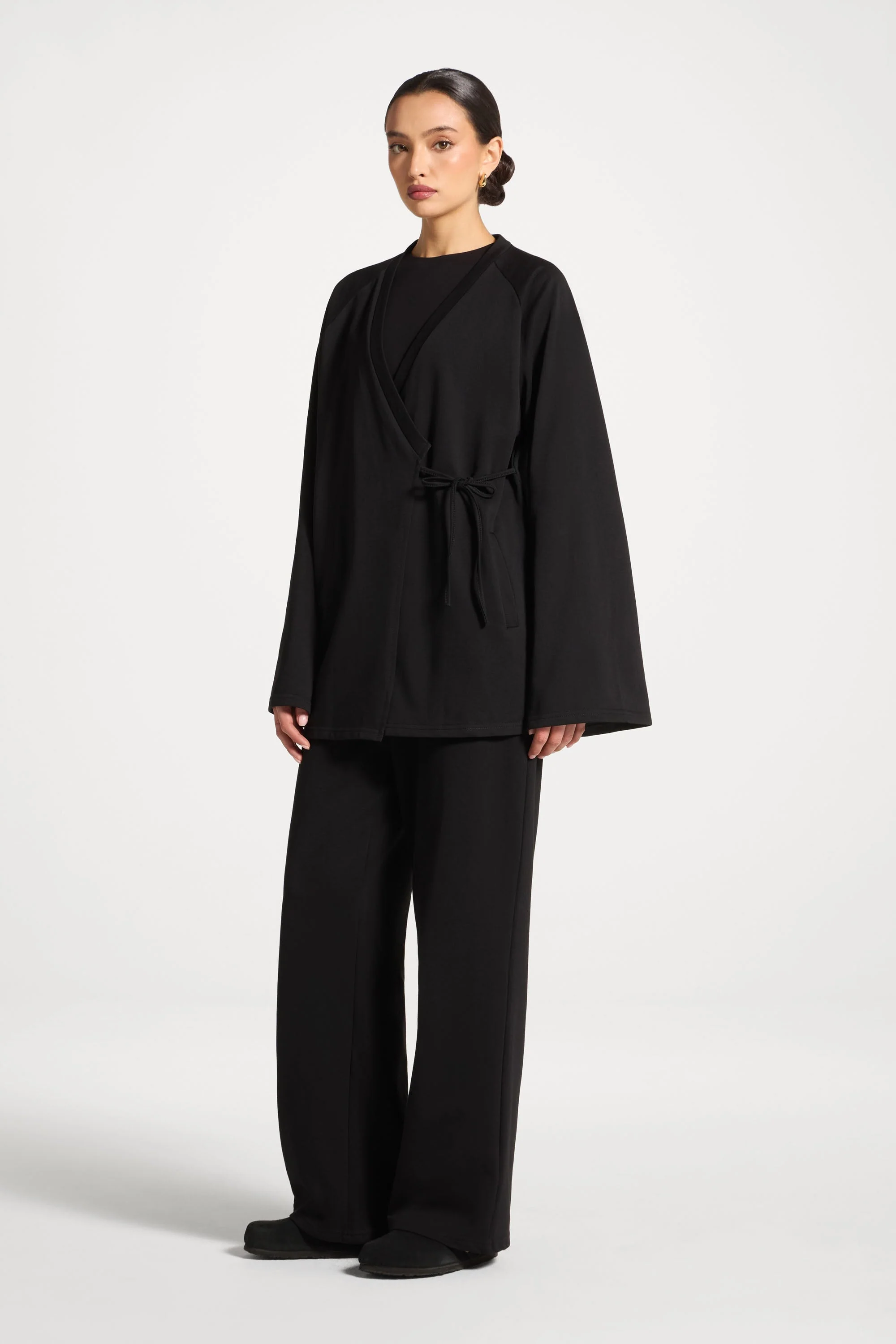 Cotton Wrap Top - Black - Image 4
