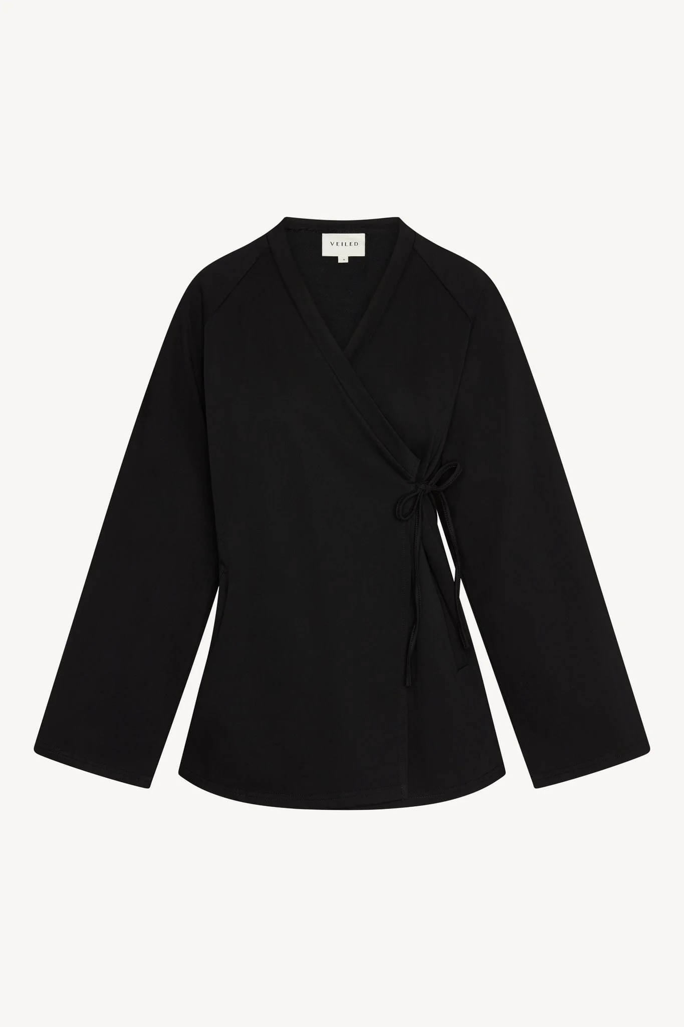 Cotton Wrap Top - Black - Image 7