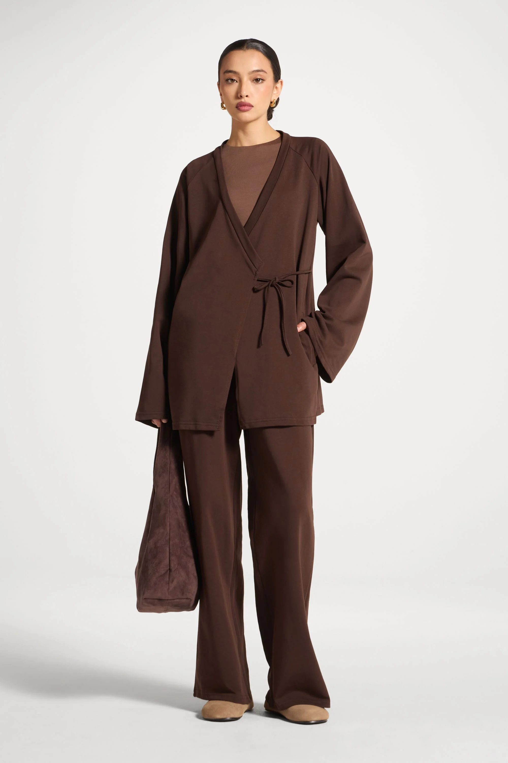 Cotton Wrap Top - Coffee - Image 4