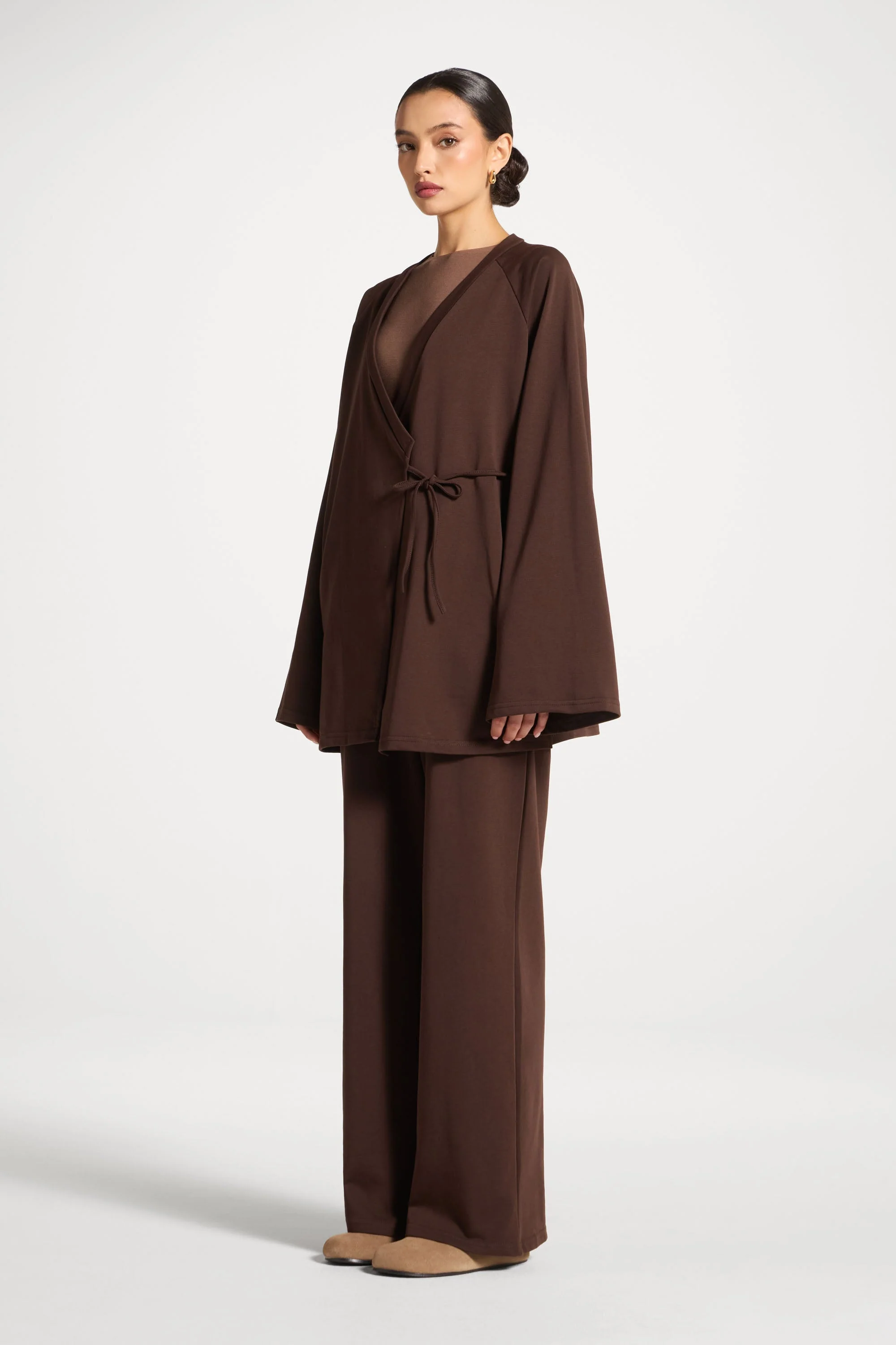 Cotton Wrap Top - Coffee - Image 5