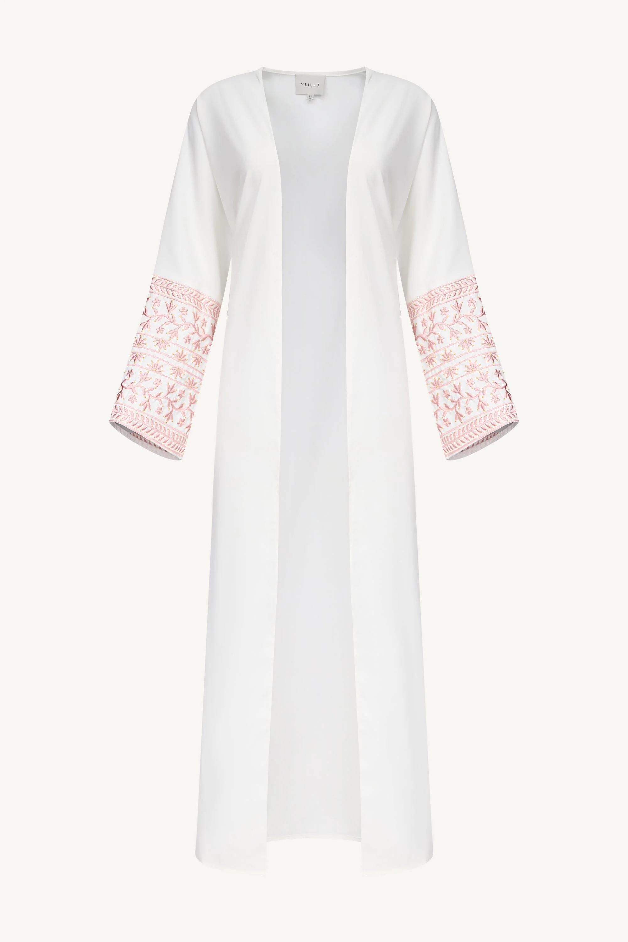 Dalal Embroidered Open Abaya - White - Image 6
