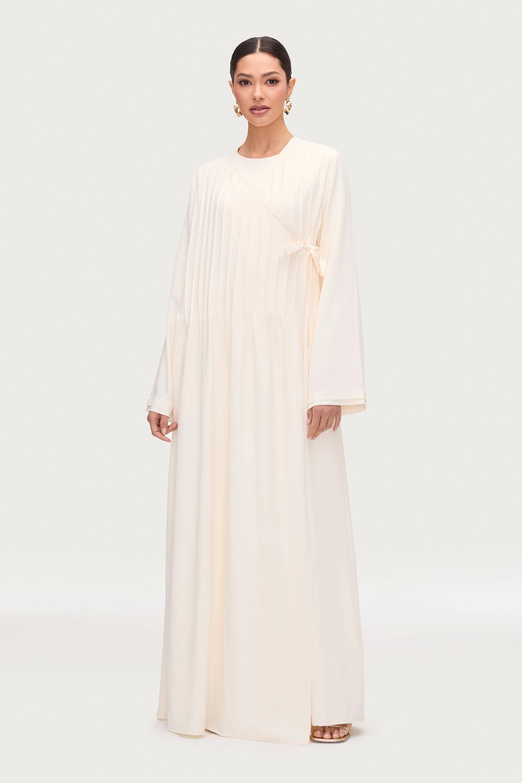 Dania Crossover Tie Open Abaya - Moonbeam - Image 3