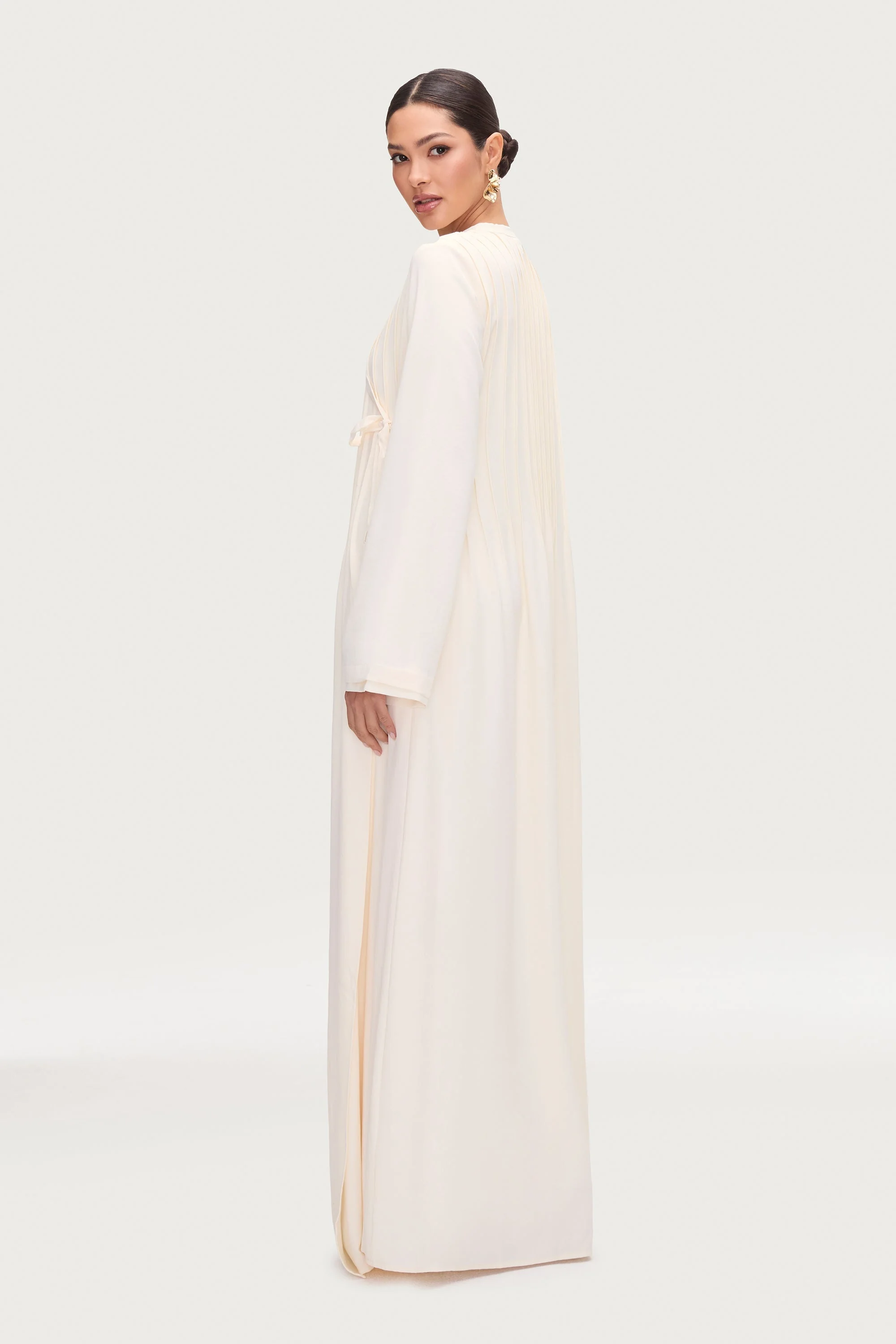Dania Crossover Tie Open Abaya - Moonbeam - Image 4