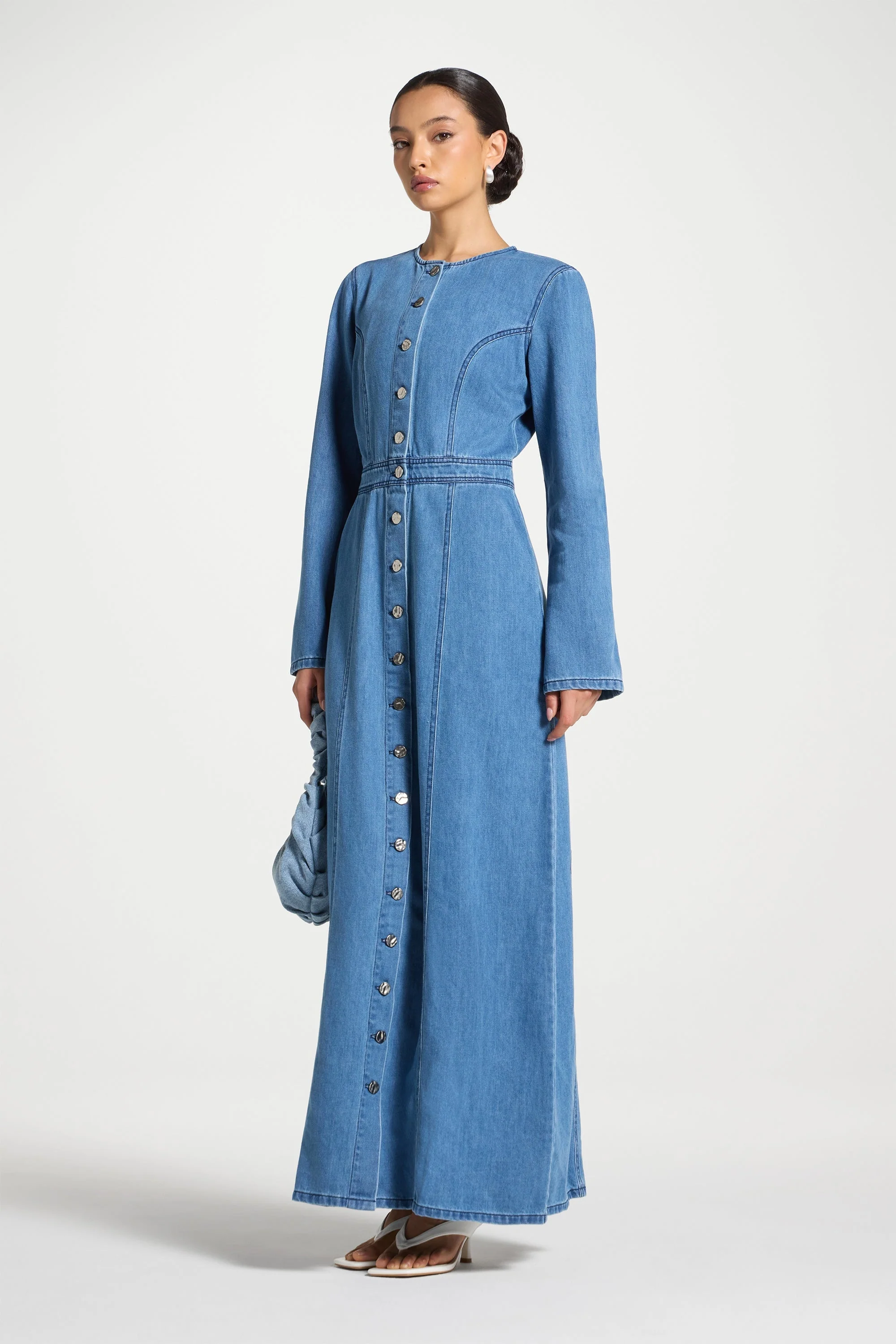 Denim Button Down Maxi Dress - Image 4