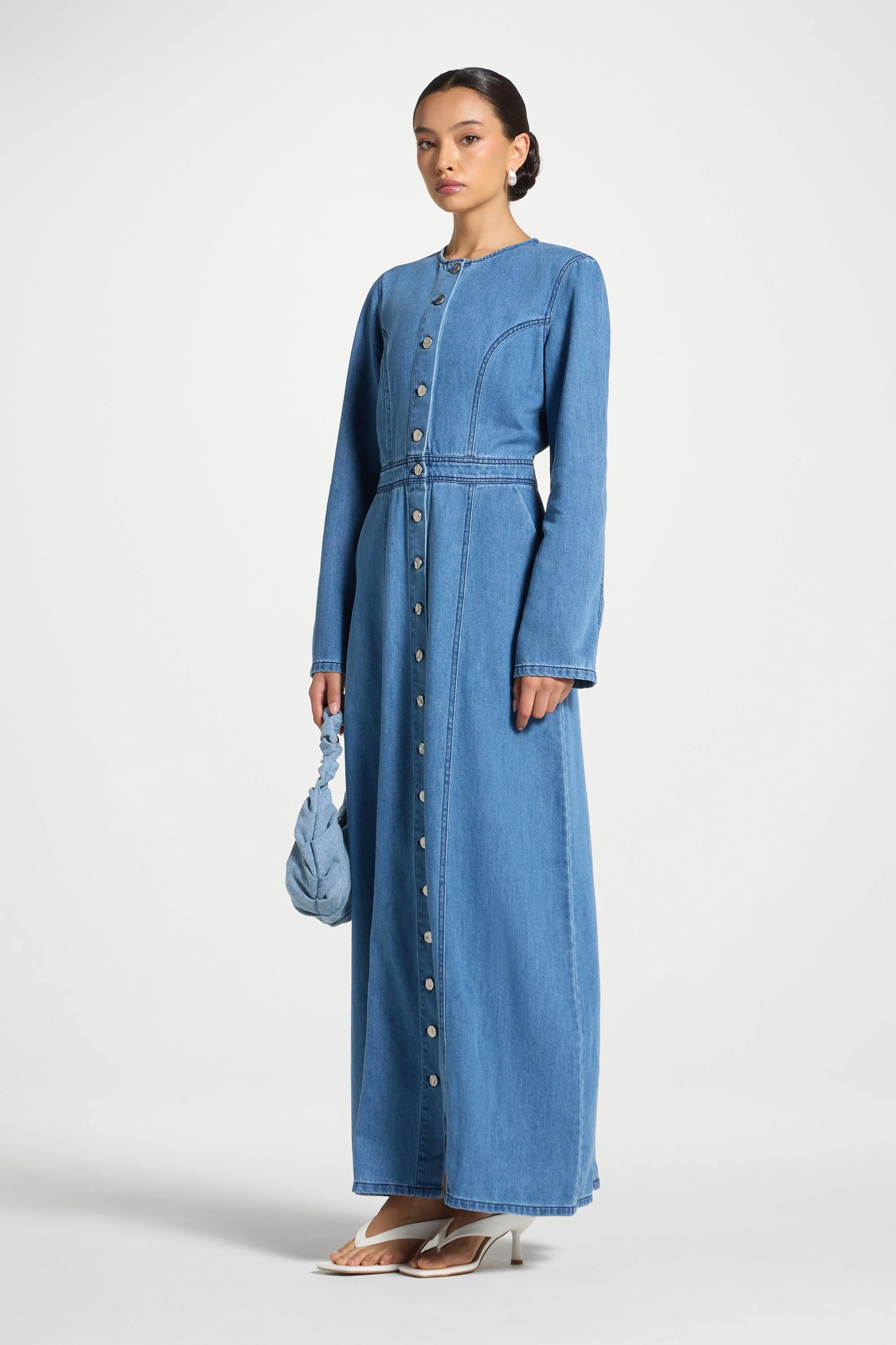 Denim Button Down Maxi Dress - Image 5