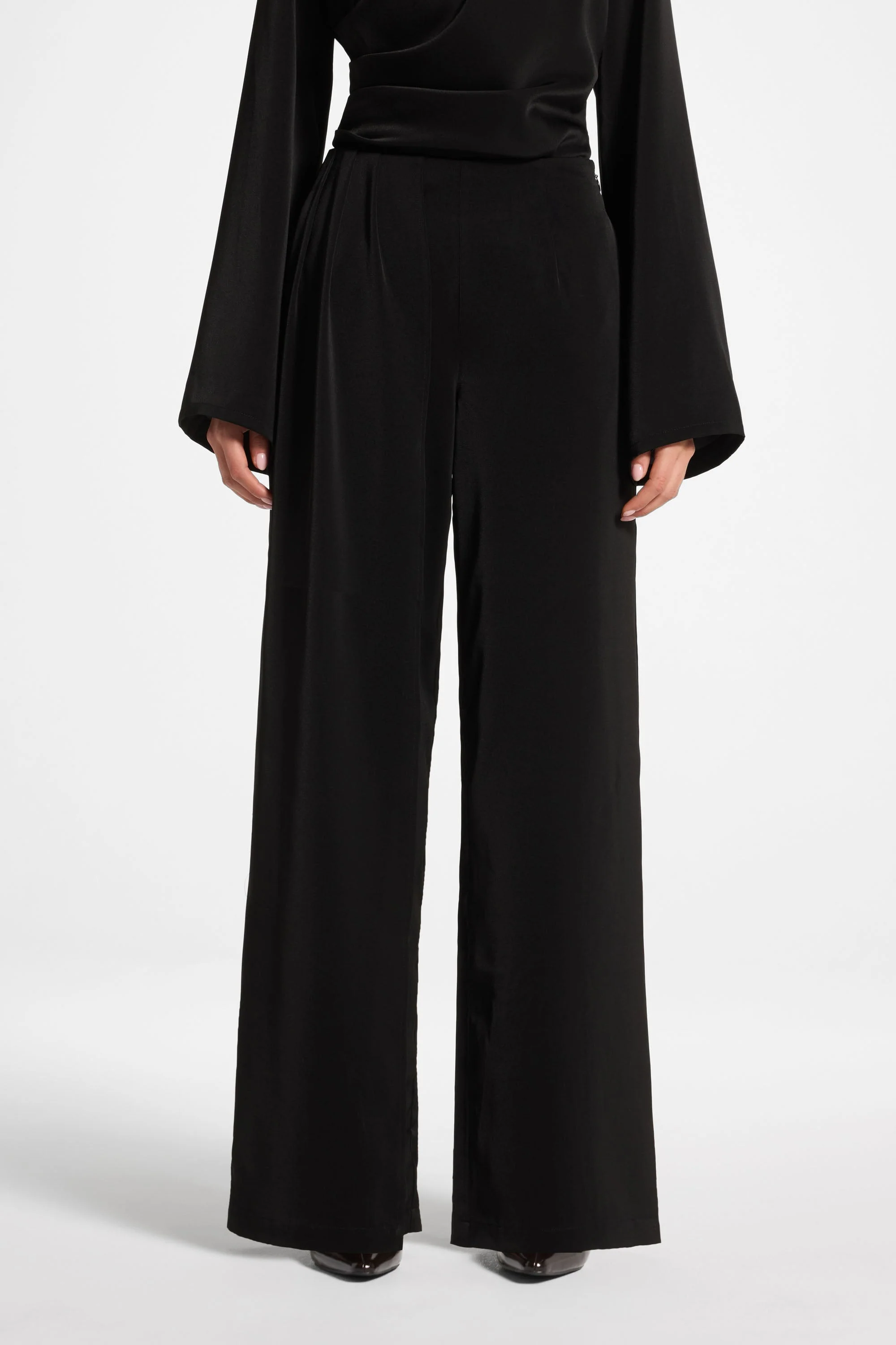 Asymmetric Drape Pants - Black - Image 2