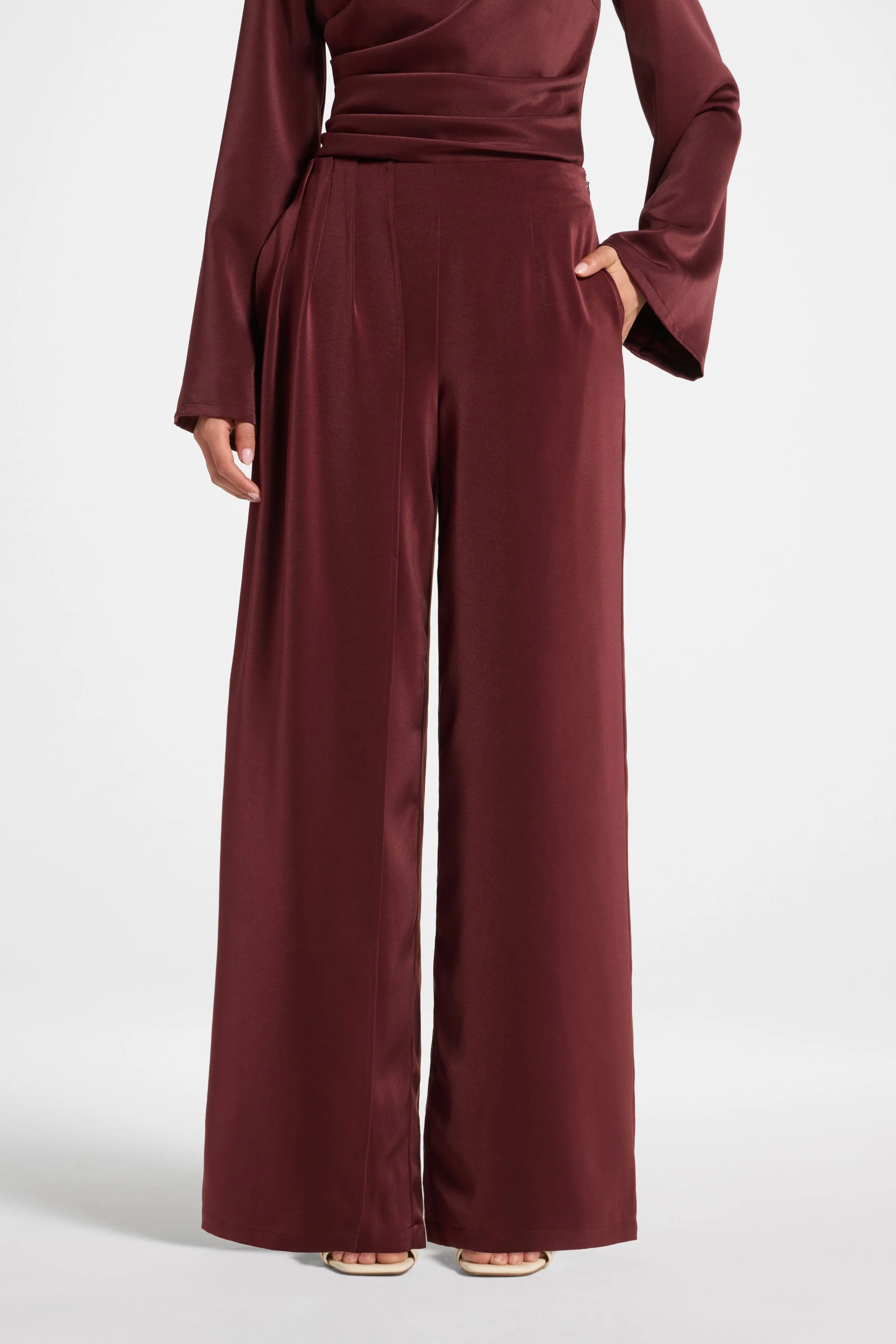 Asymmetric Drape Pants - Fig - Image 2