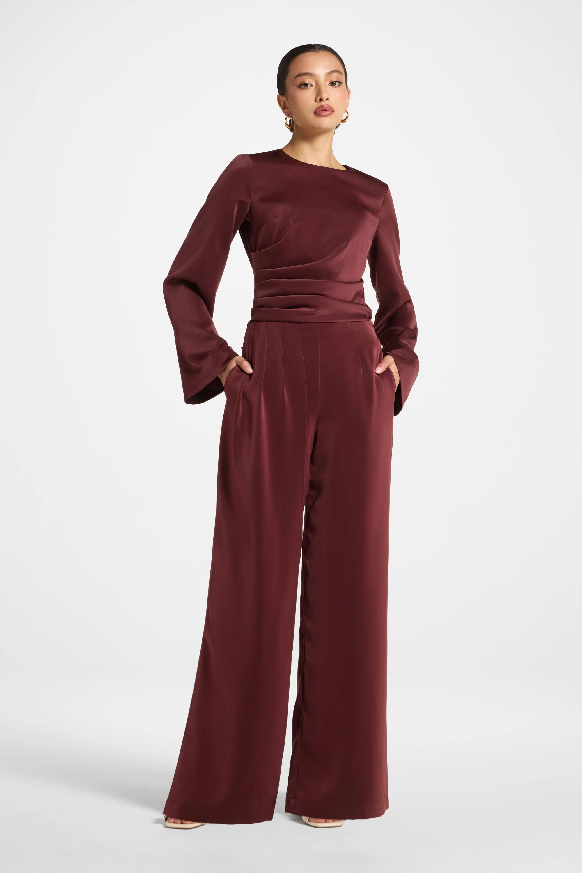 Asymmetric Drape Pants - Fig - Image 4