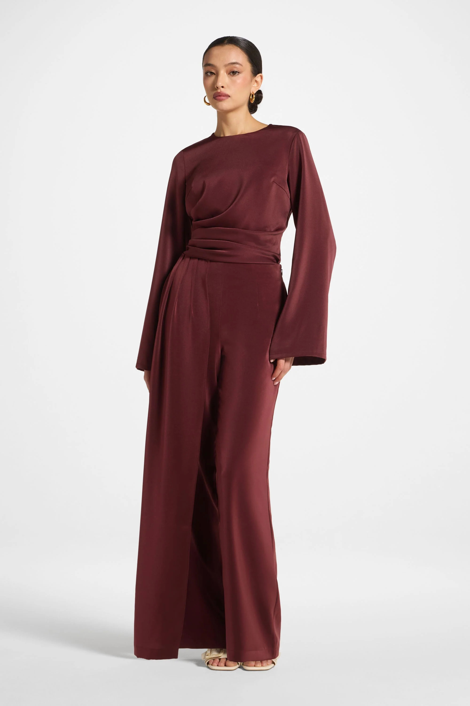 Asymmetric Drape Pants - Fig - Image 5