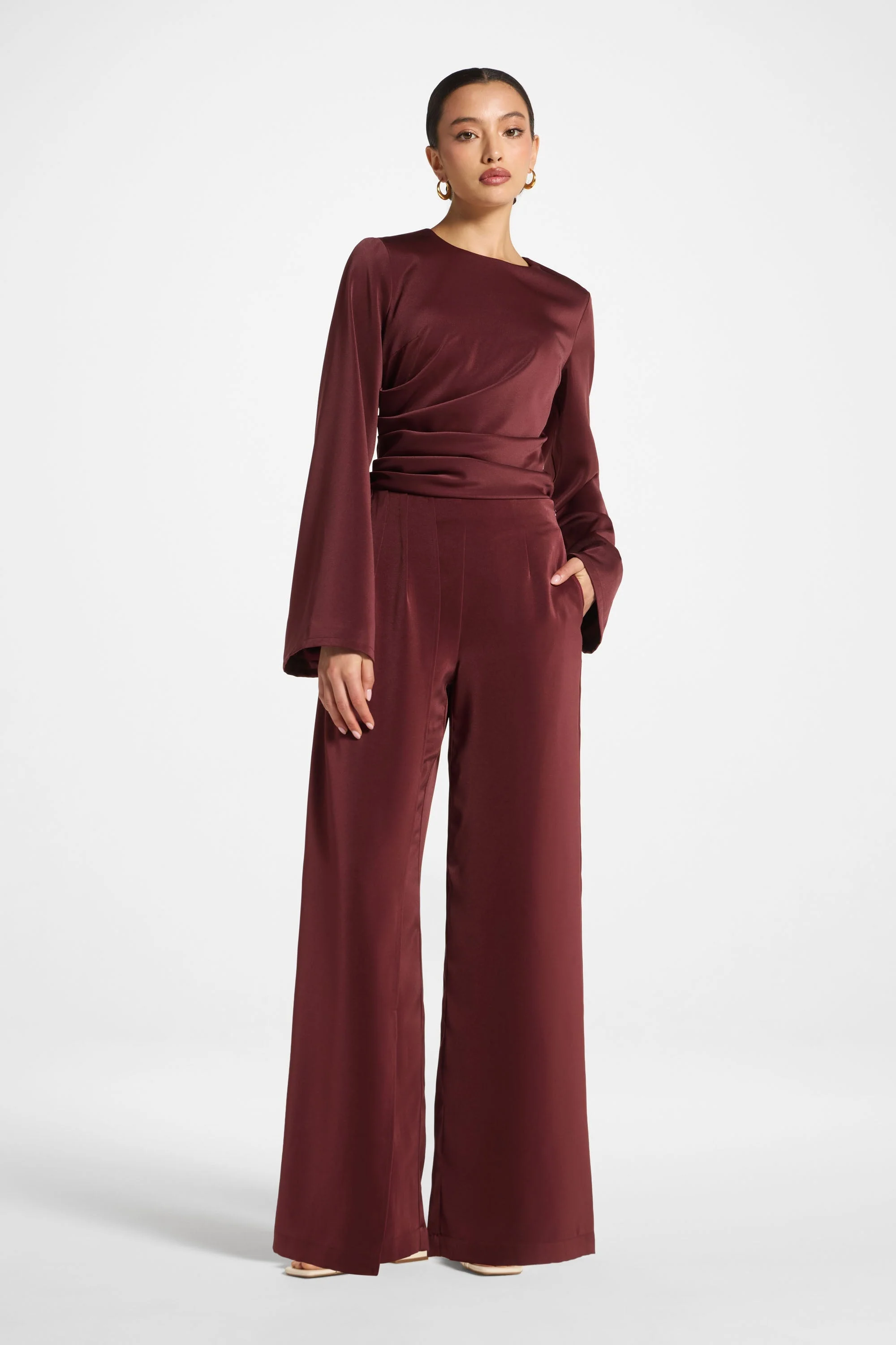 Asymmetric Drape Pants - Fig - Image 6