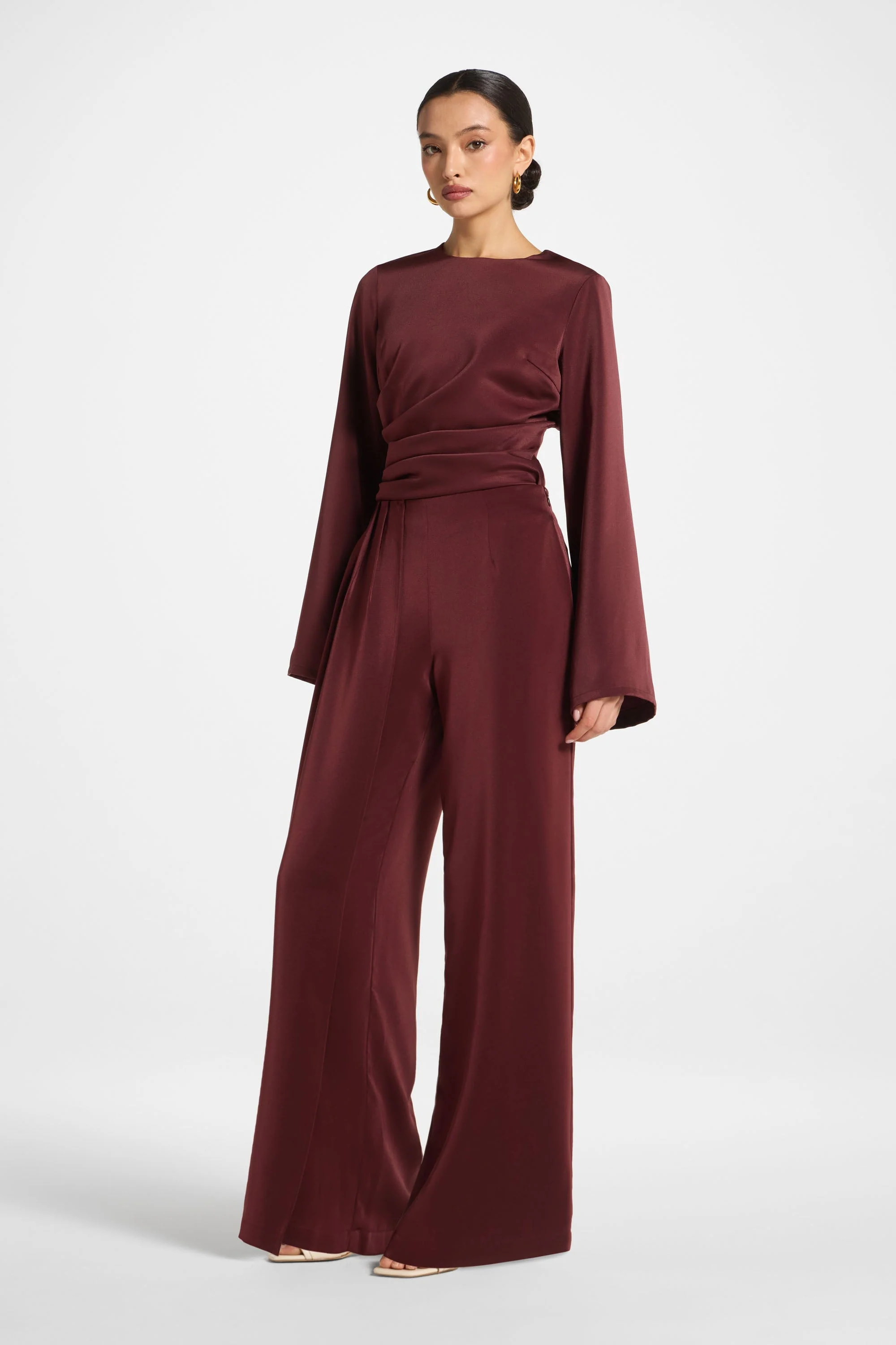Asymmetric Drape Pants - Fig - Image 7
