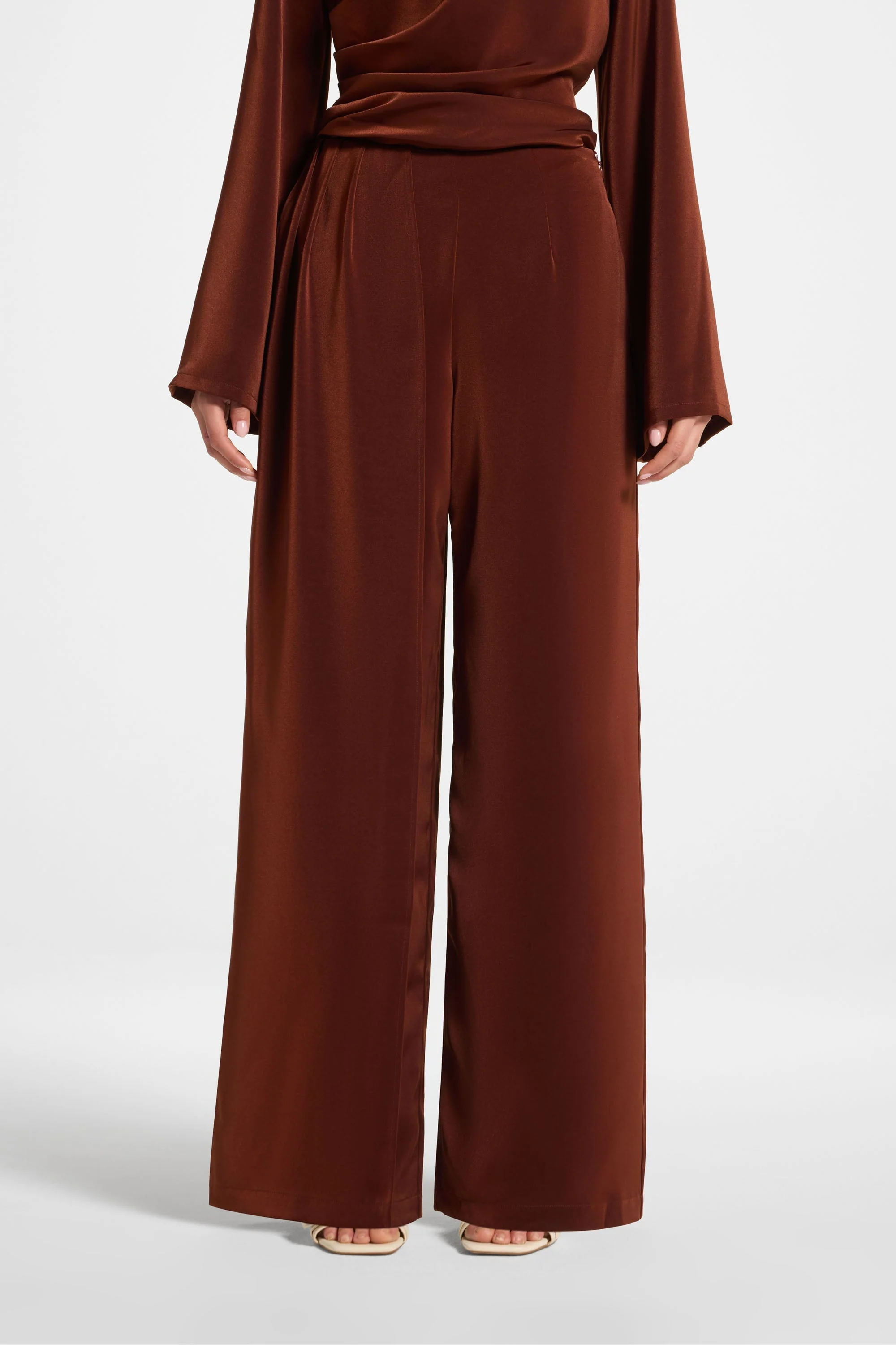 Asymmetric Drape Pants - Spice - Image 2