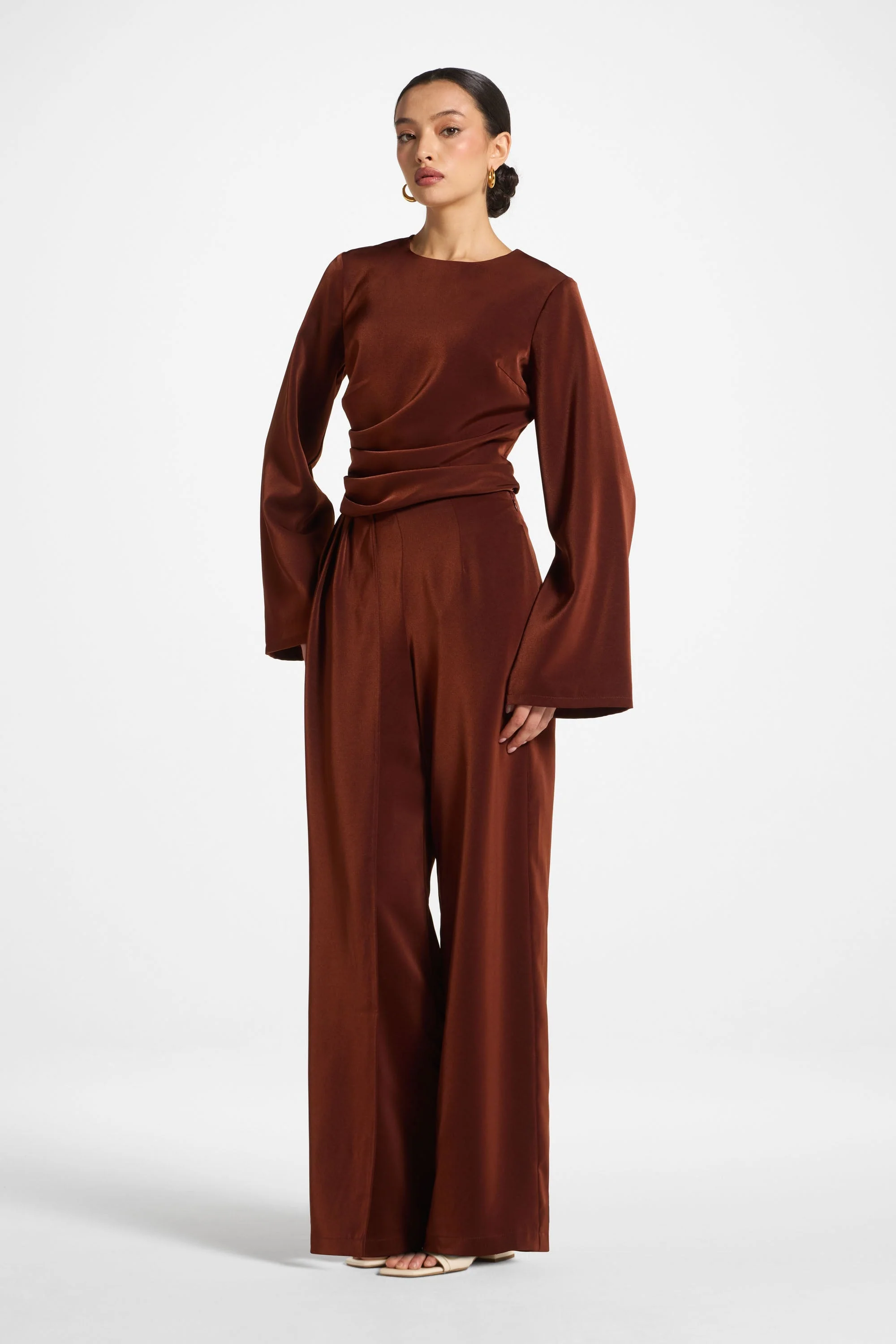 Asymmetric Drape Pants - Spice - Image 6