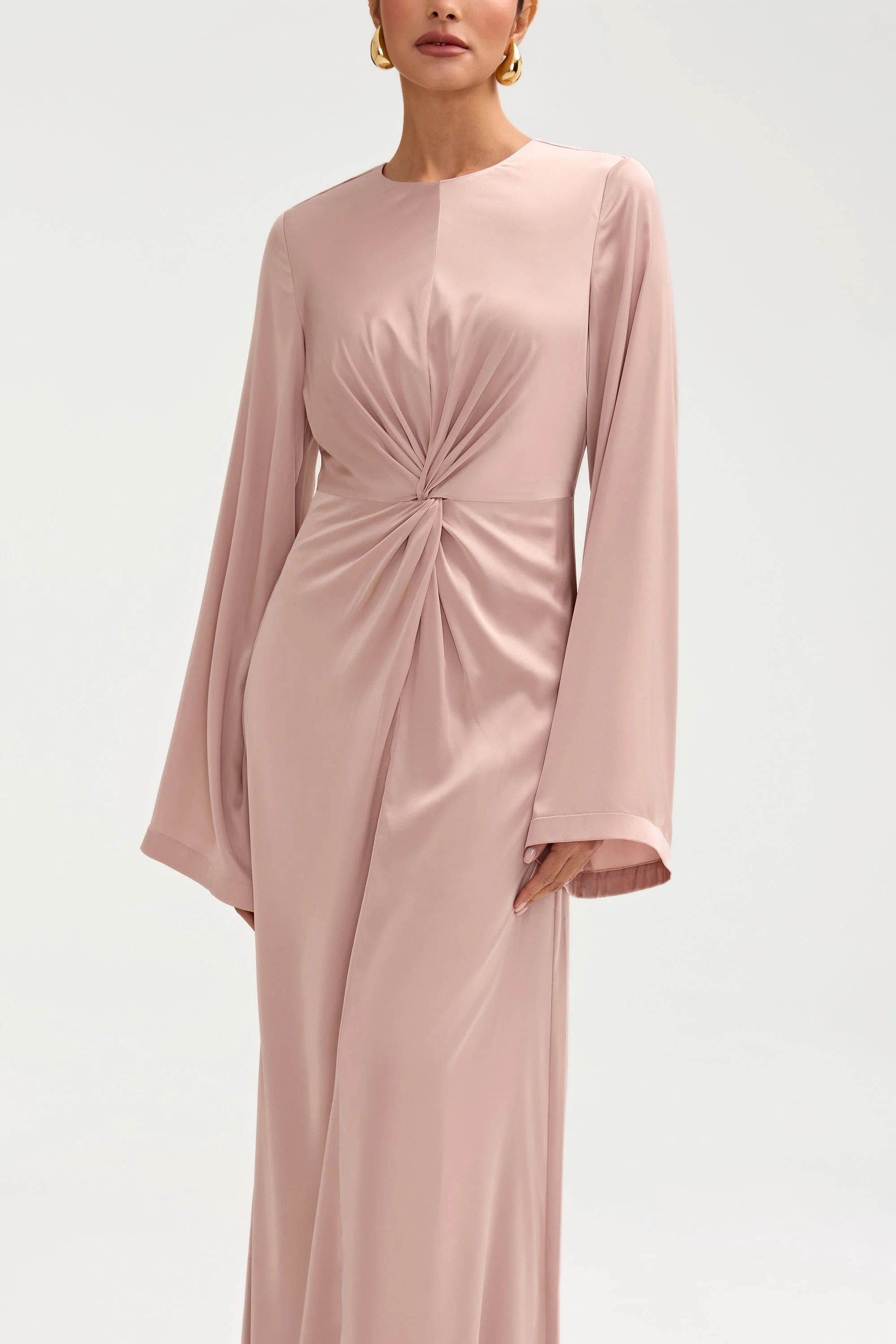 Duha Satin Twist Front Maxi Dress - Pink Jasmine - Image 3