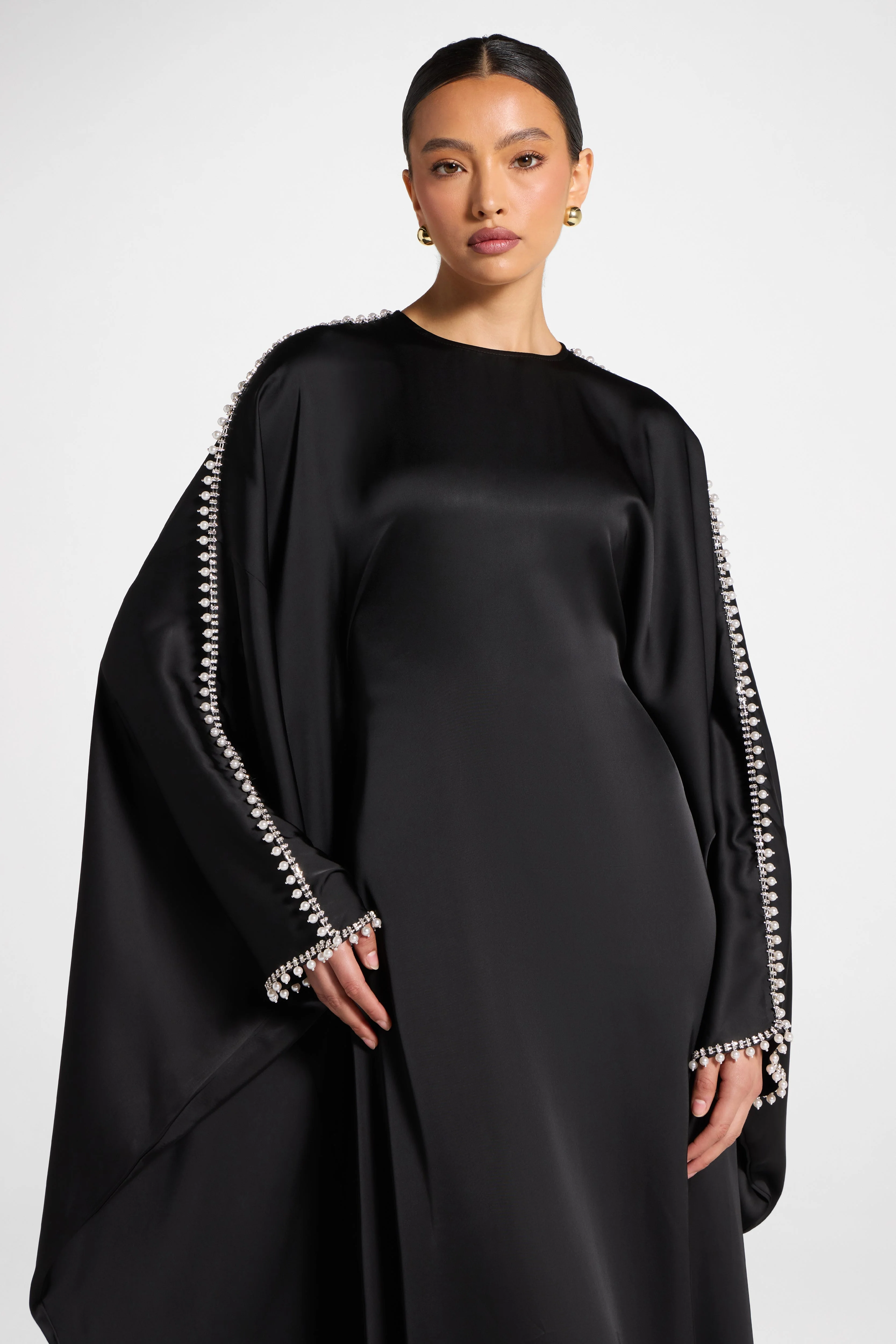 Embellished Butterfly Abaya Dress - Black - Image 2