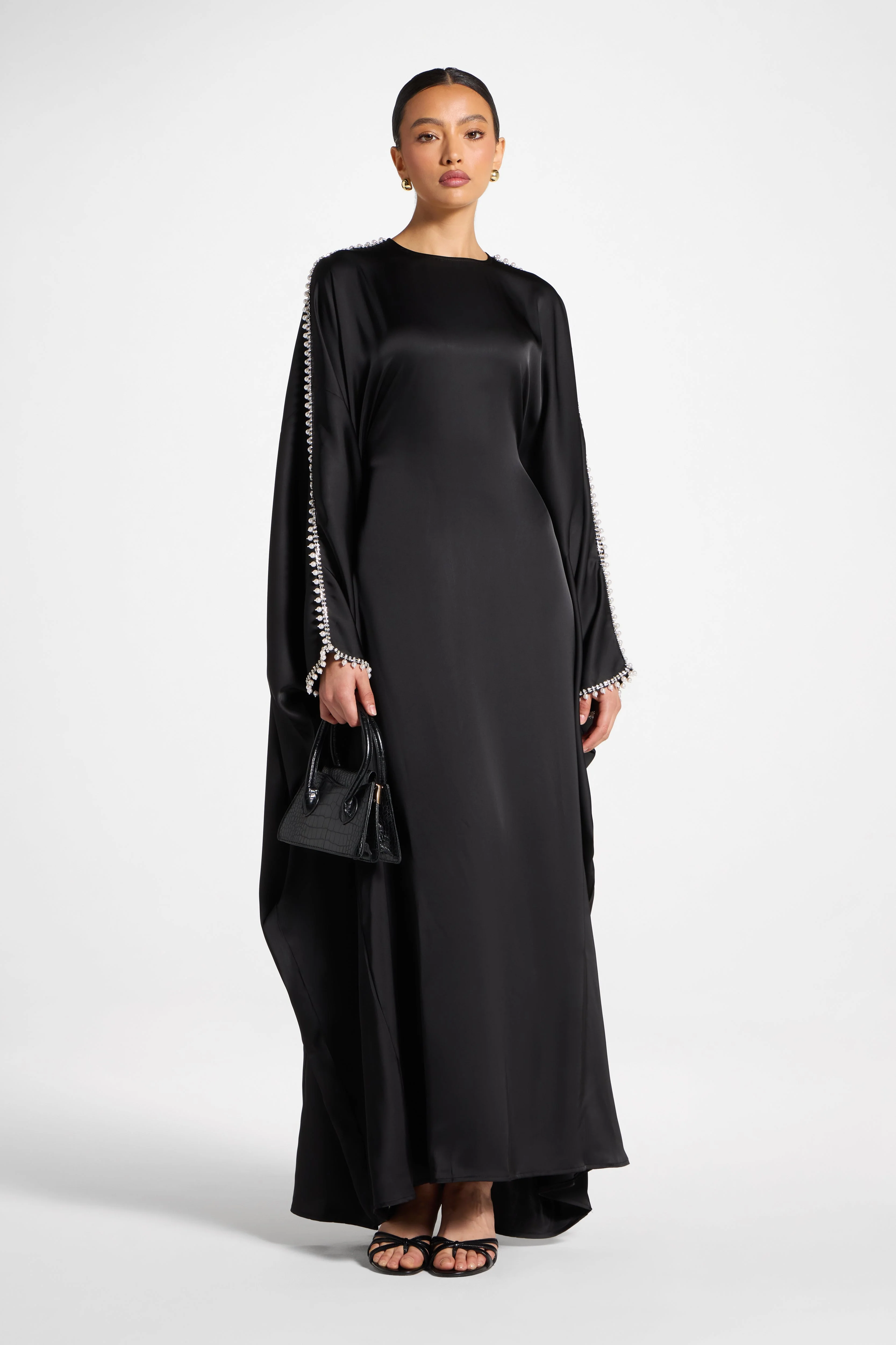 Embellished Butterfly Abaya Dress - Black - Image 3