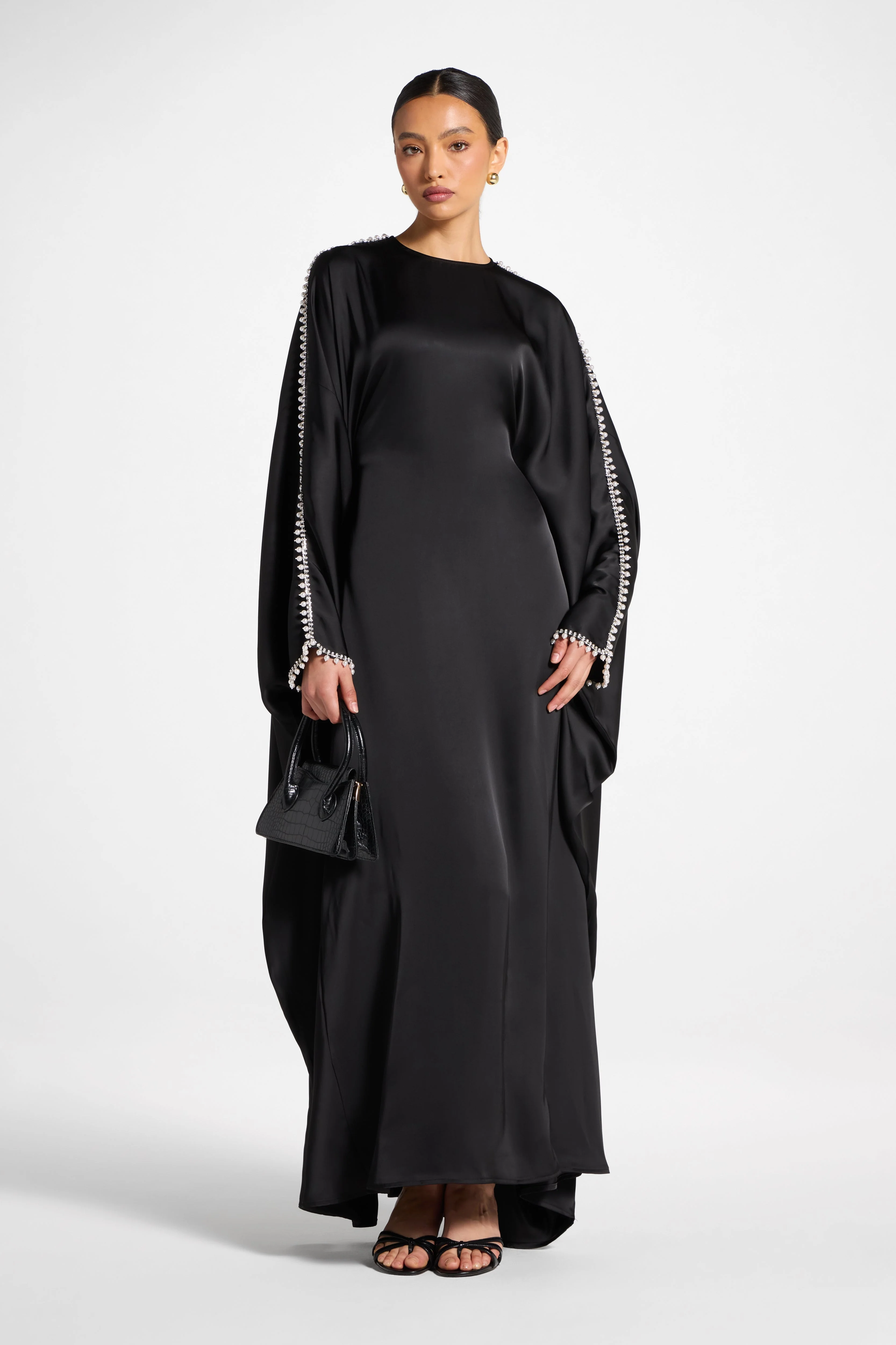 Embellished Butterfly Abaya Dress - Black - Image 4