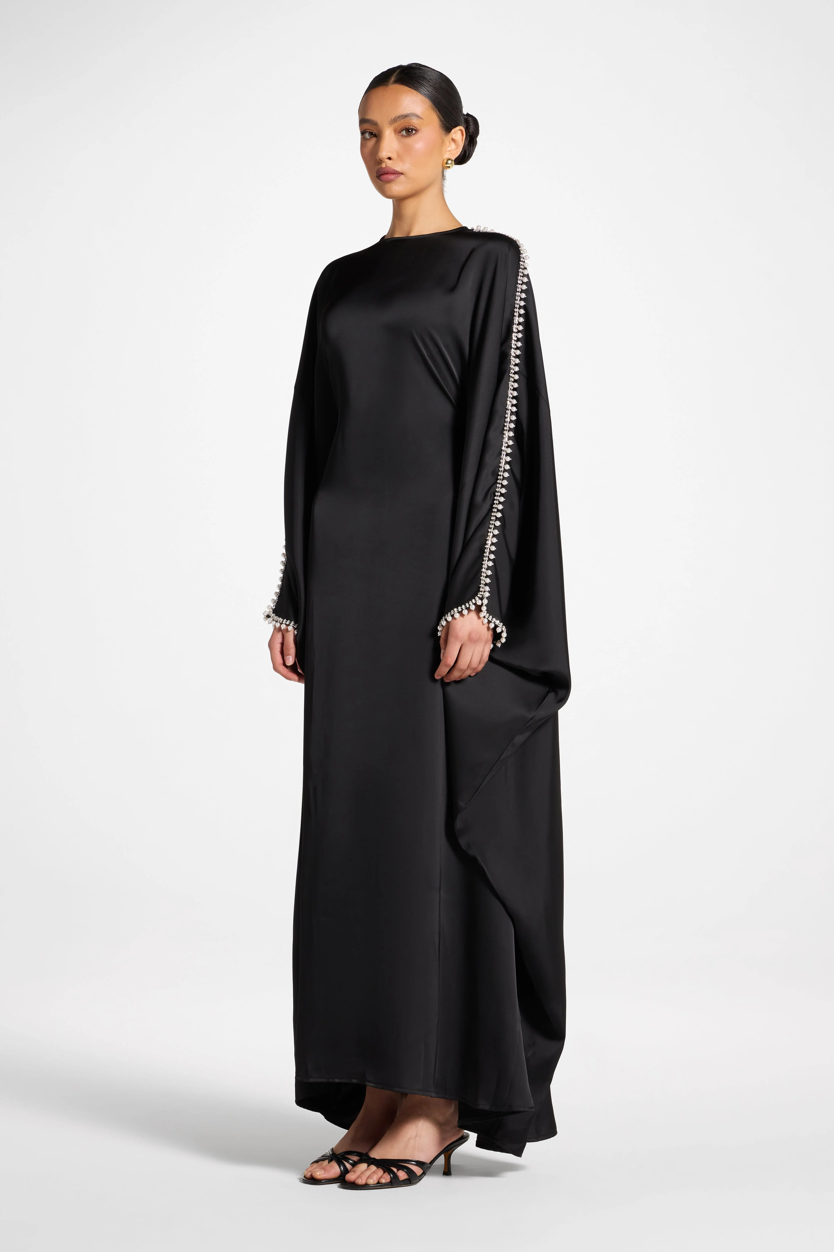 Embellished Butterfly Abaya Dress - Black - Image 5