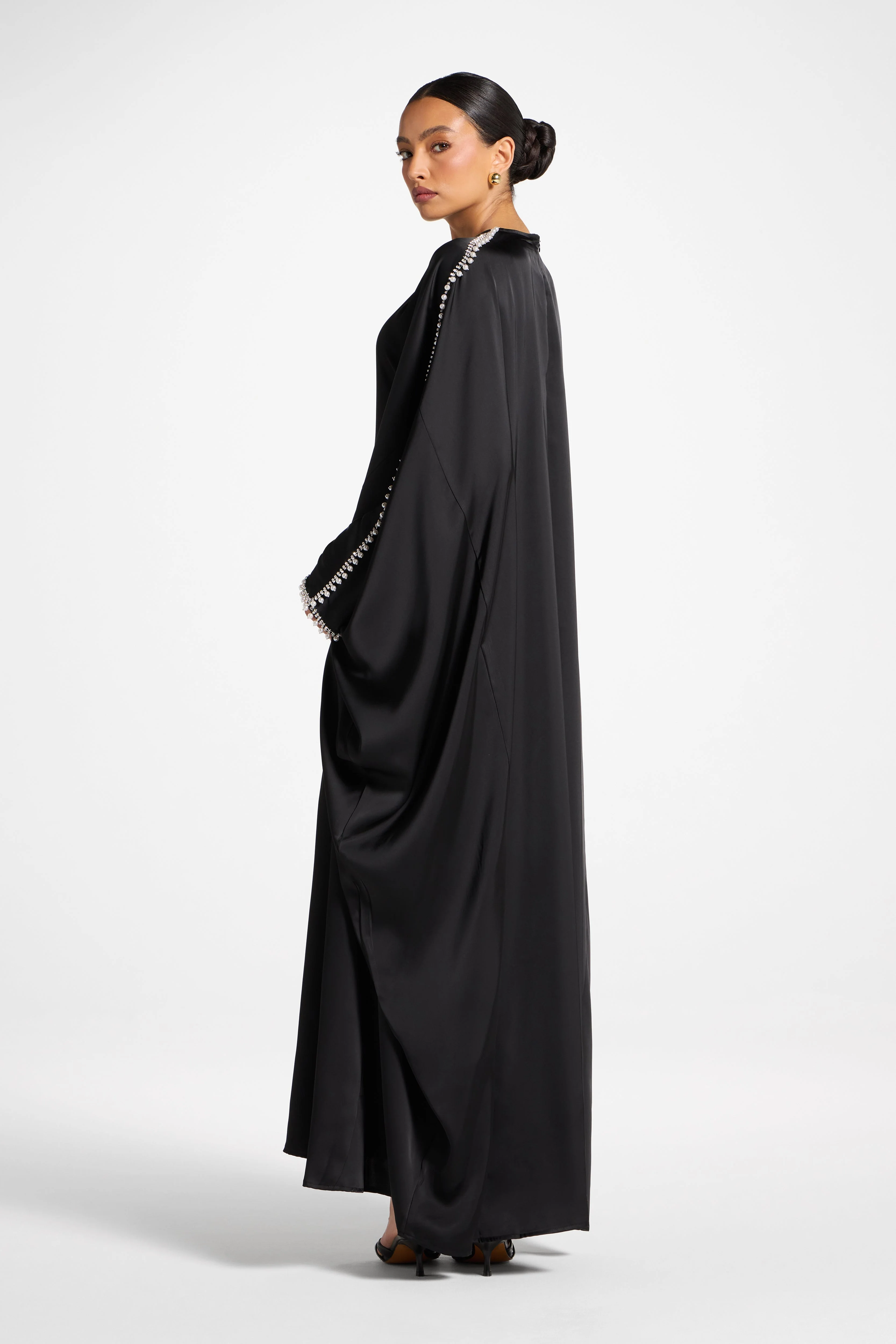 Embellished Butterfly Abaya Dress - Black - Image 7