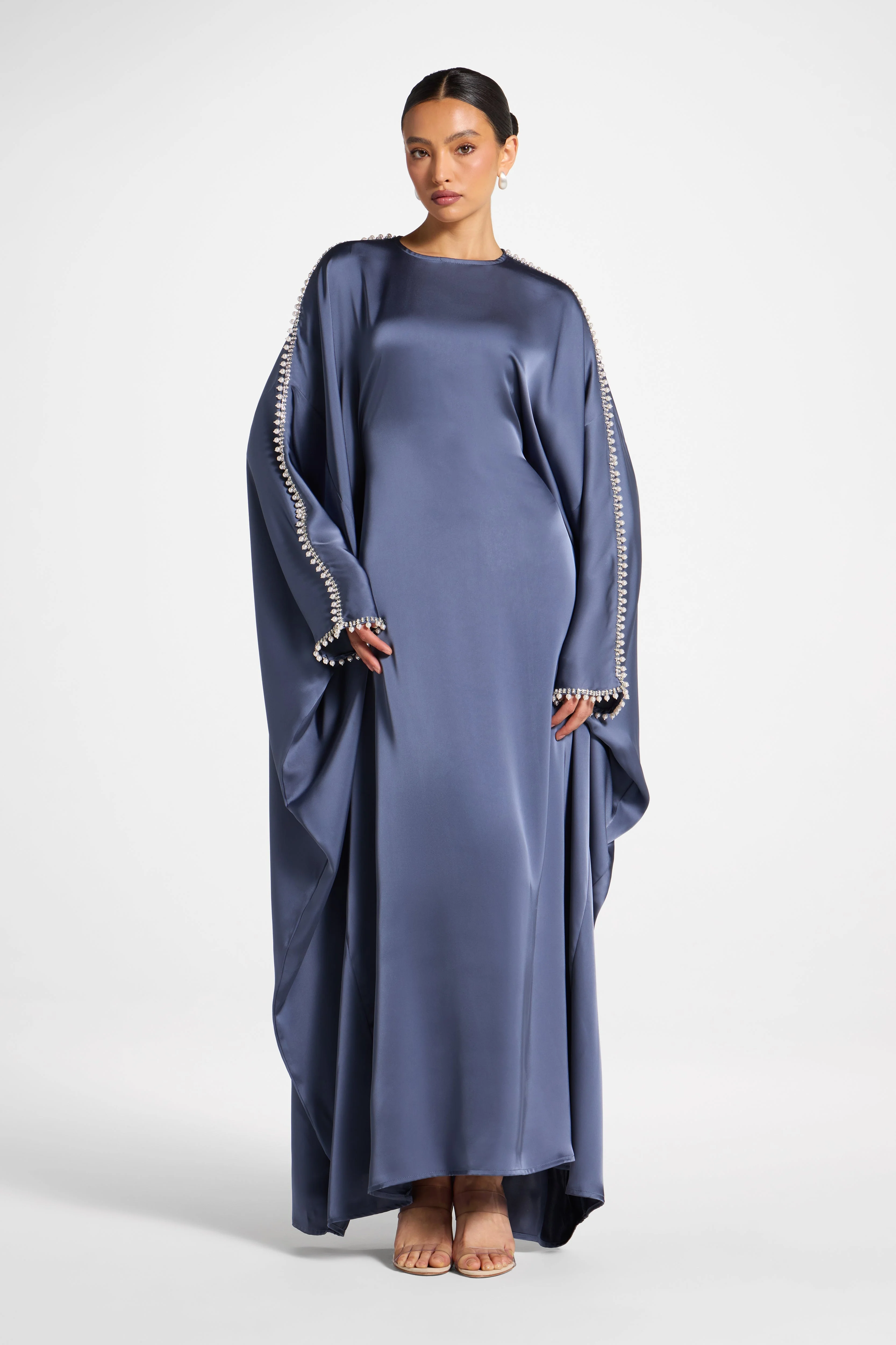 Embellished Butterfly Abaya Dress - Dusk