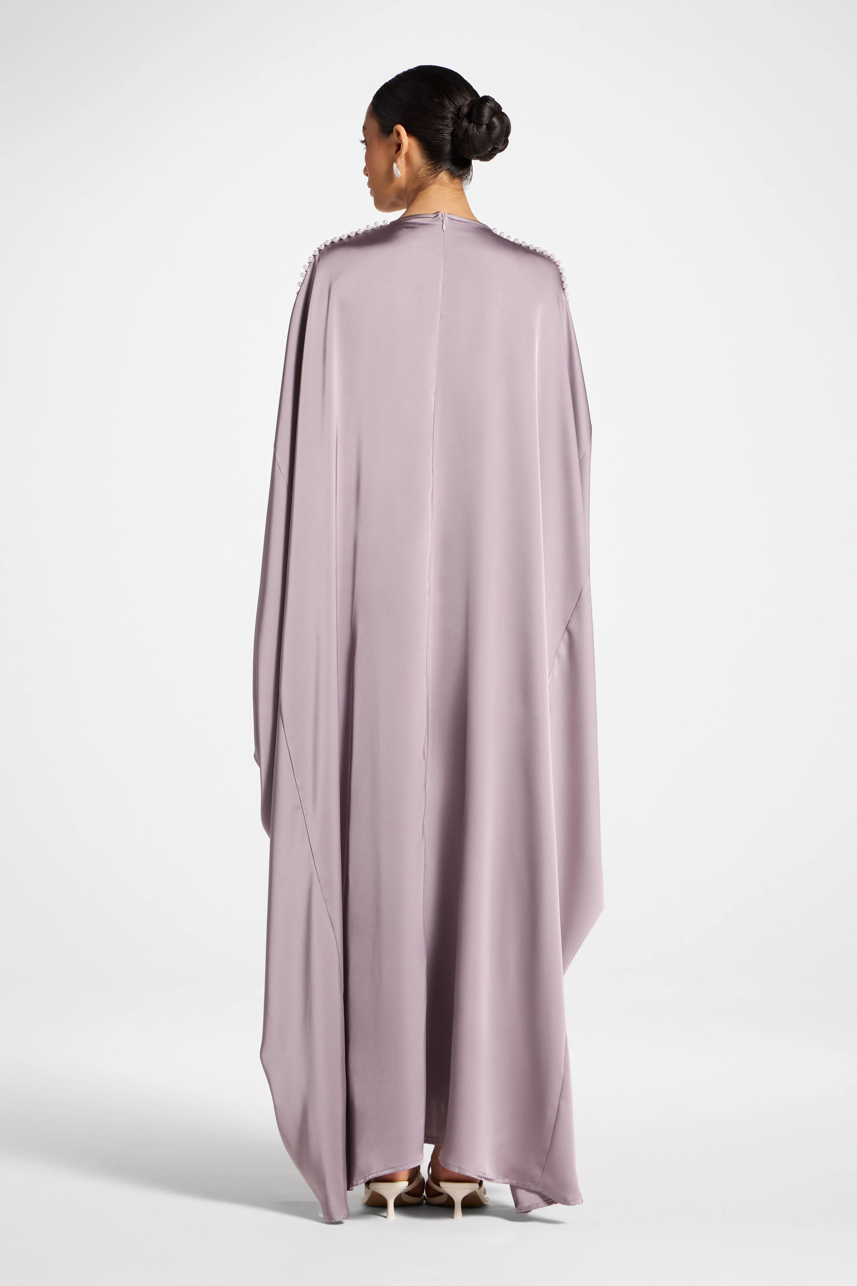 Embellished Butterfly Abaya Dress - Dusky Lavender - Image 7