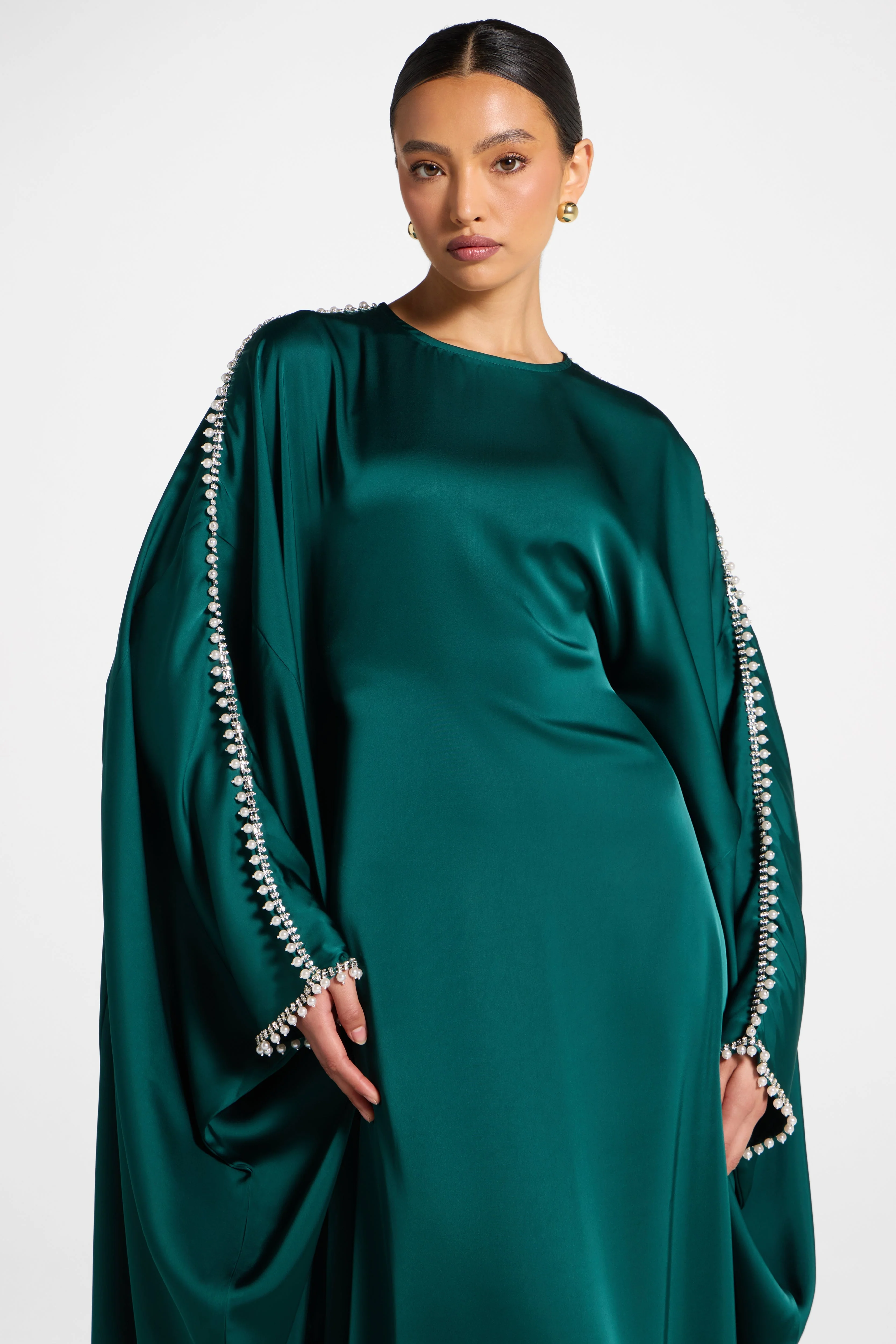 Embellished Butterfly Abaya Dress - Emerald - Image 2