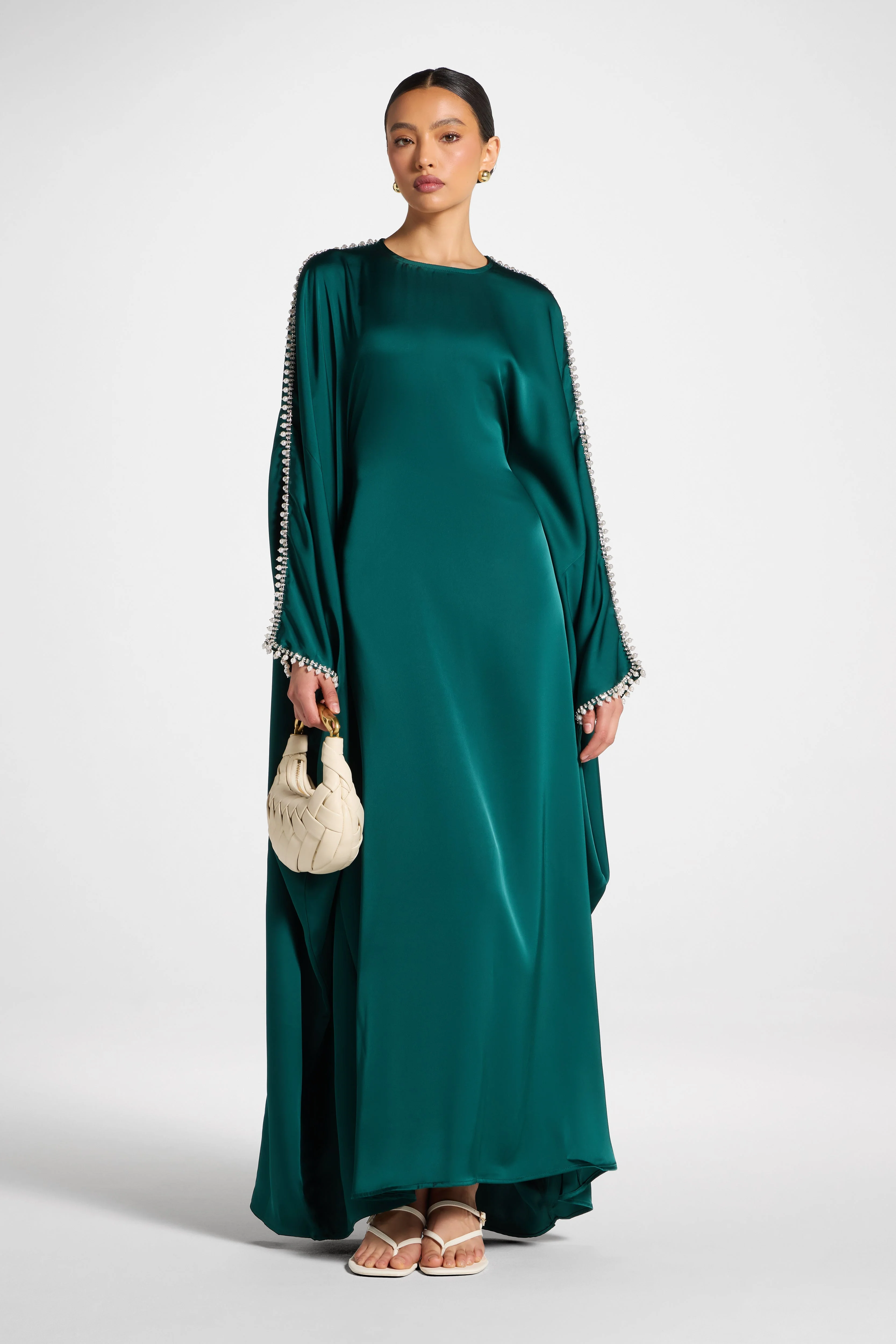 Embellished Butterfly Abaya Dress - Emerald - Image 3
