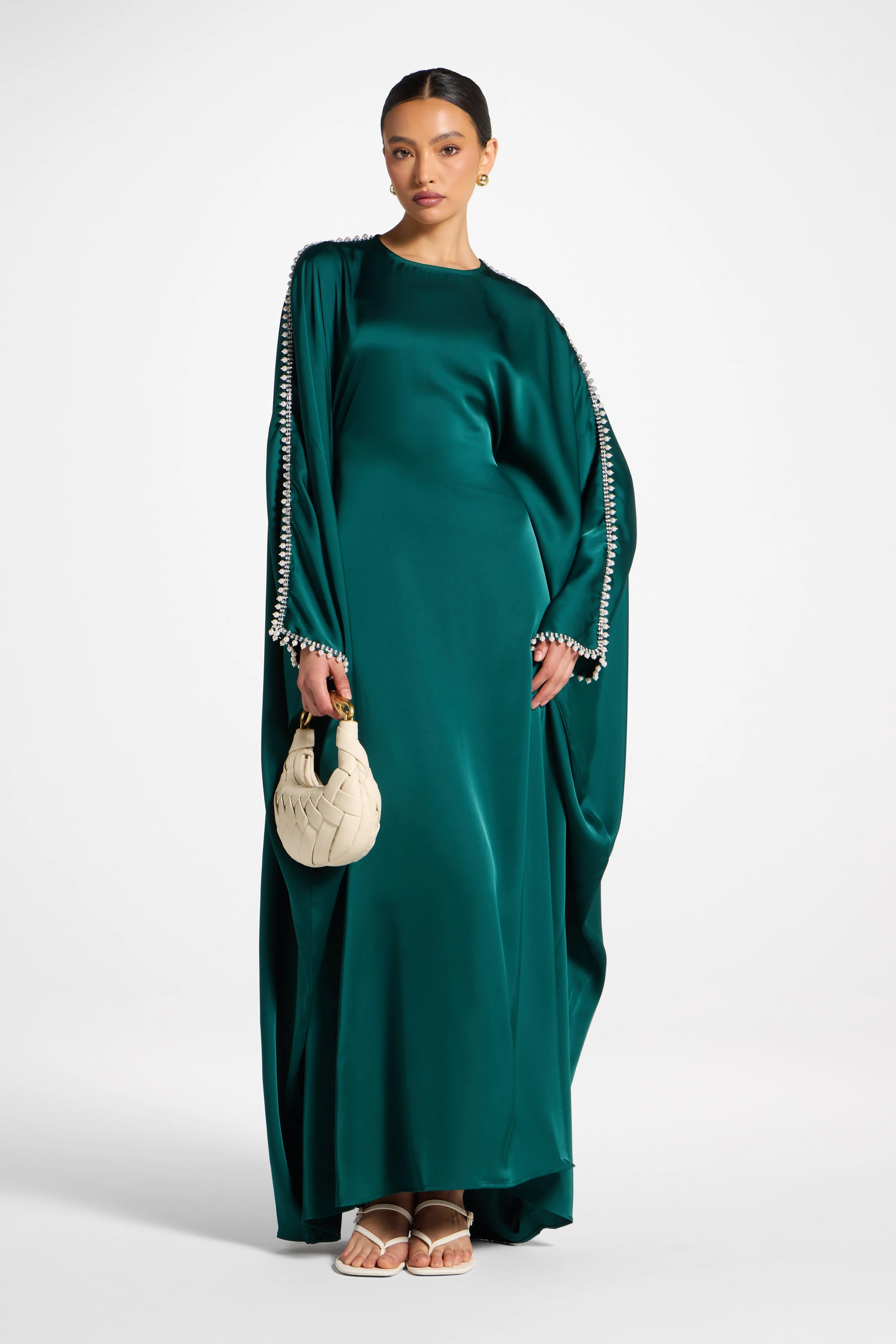 Embellished Butterfly Abaya Dress - Emerald - Image 4