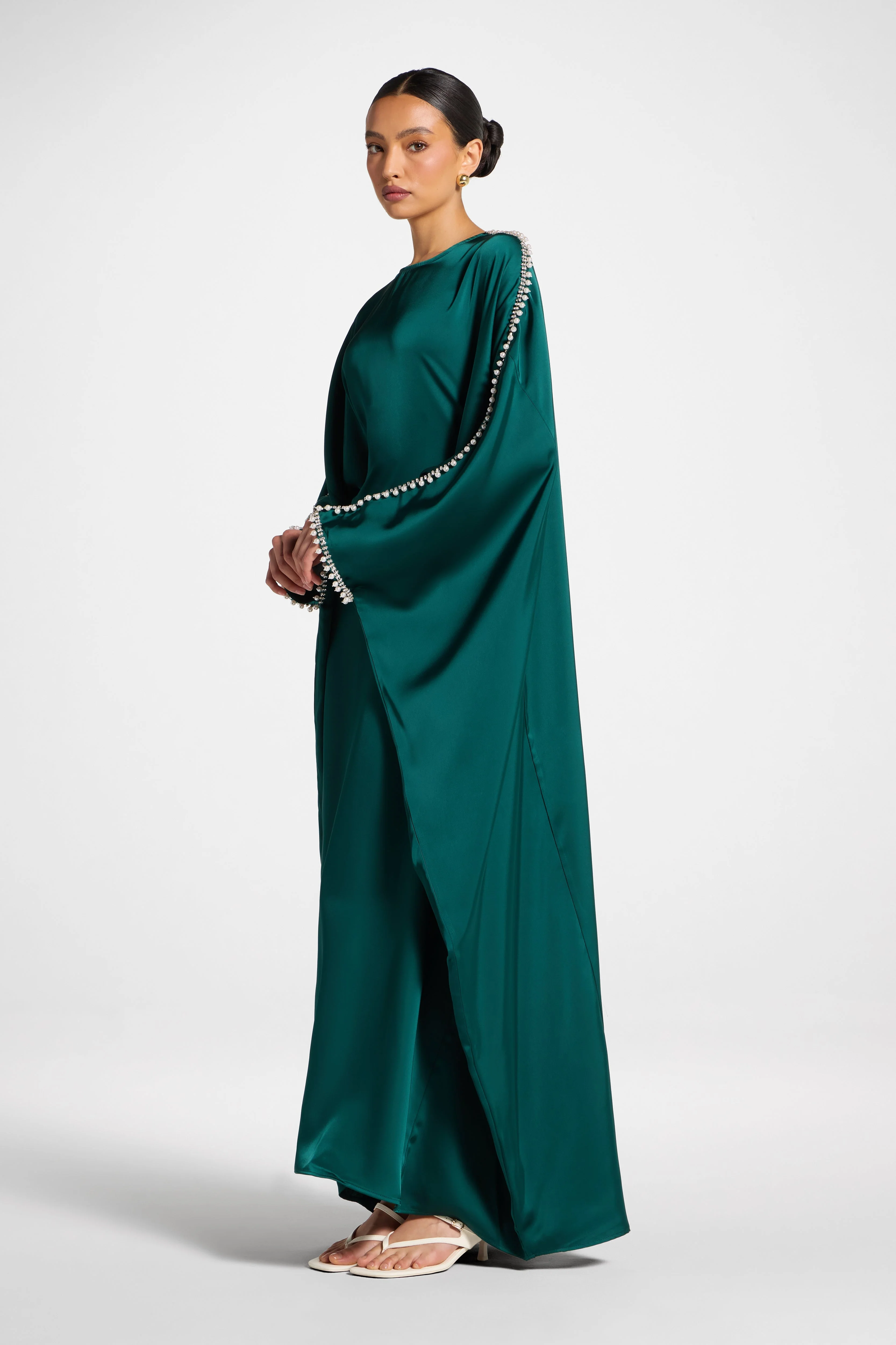 Embellished Butterfly Abaya Dress - Emerald - Image 6