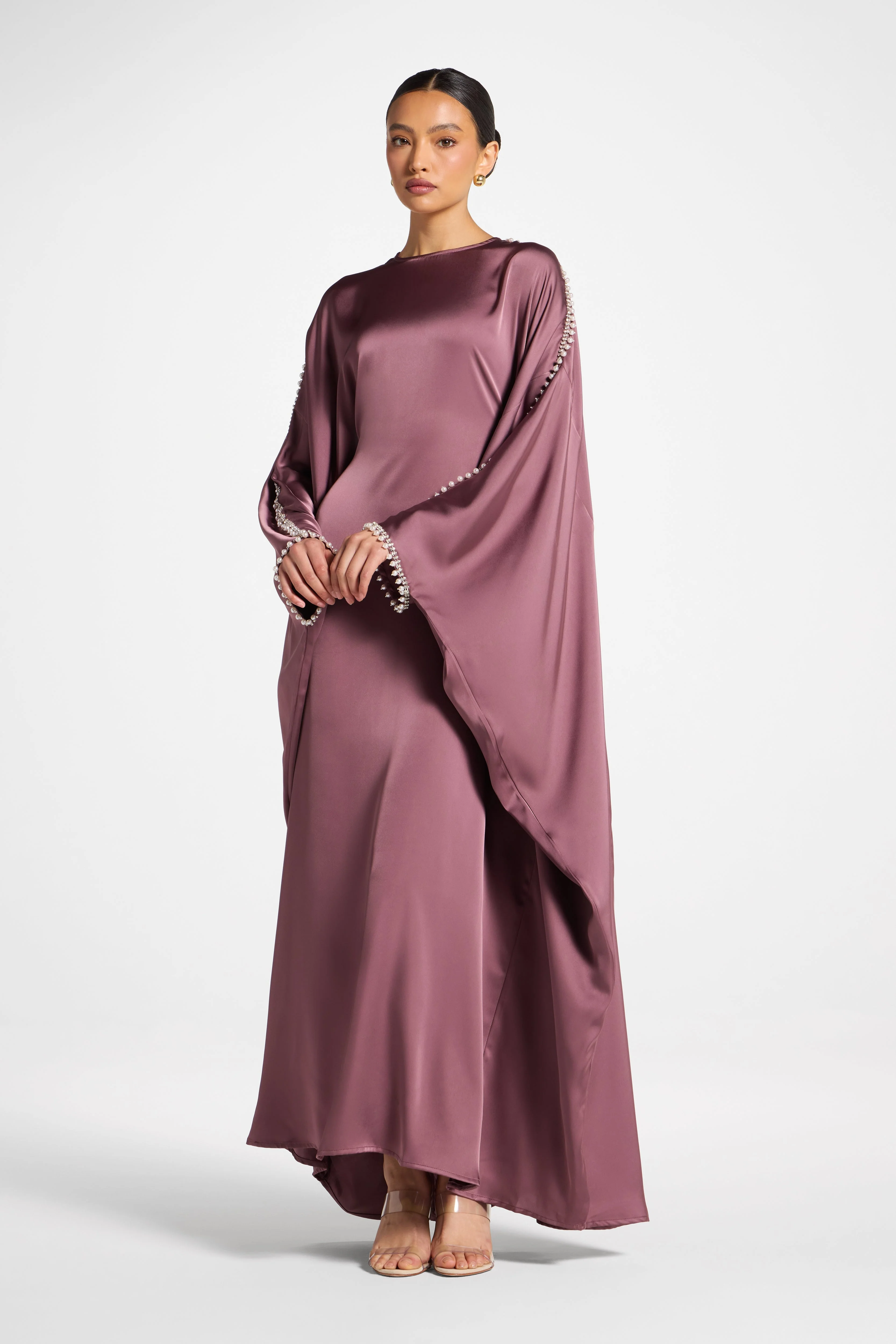 Embellished Butterfly Abaya Dress - Plum - Image 4