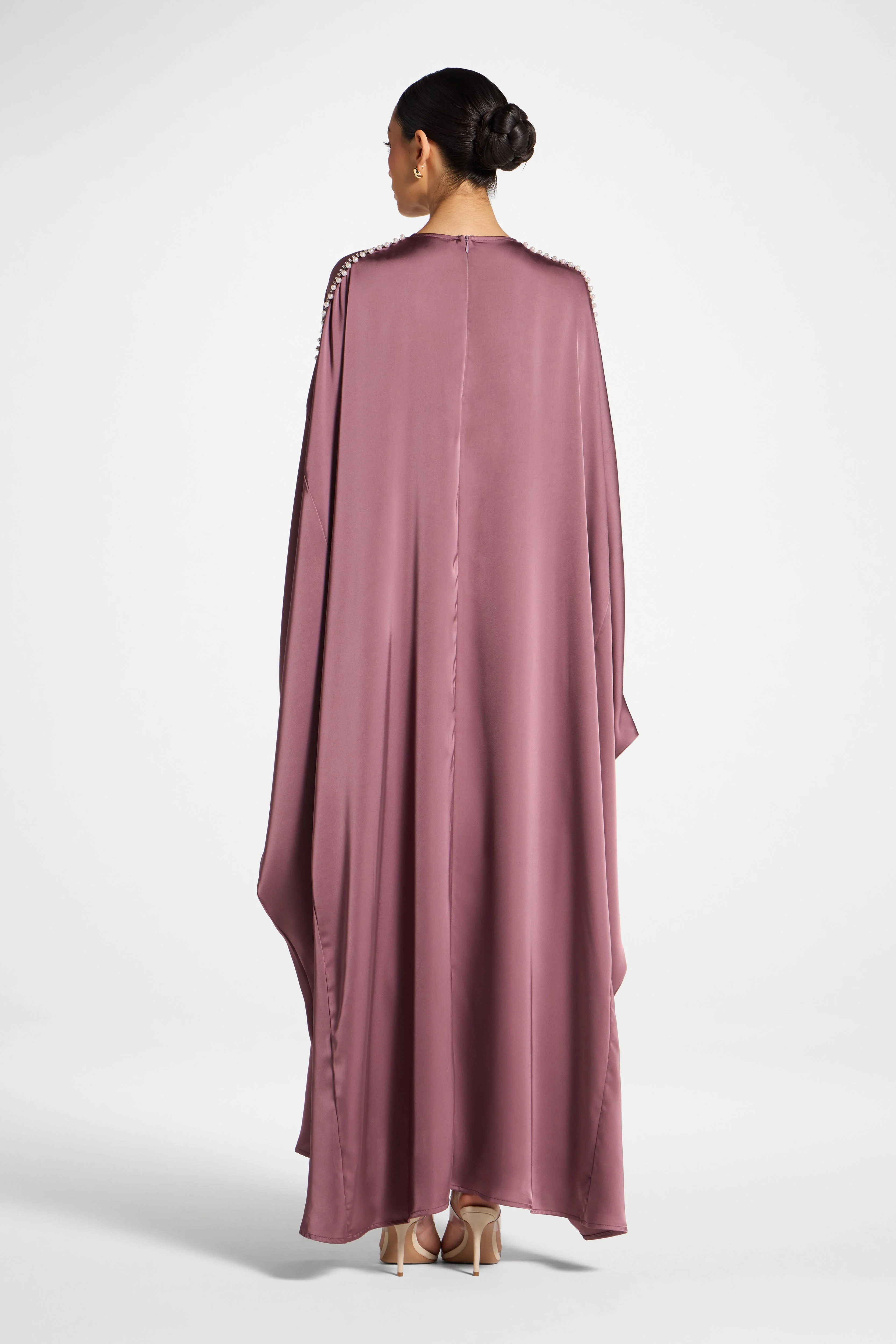 Embellished Butterfly Abaya Dress - Plum - Image 6
