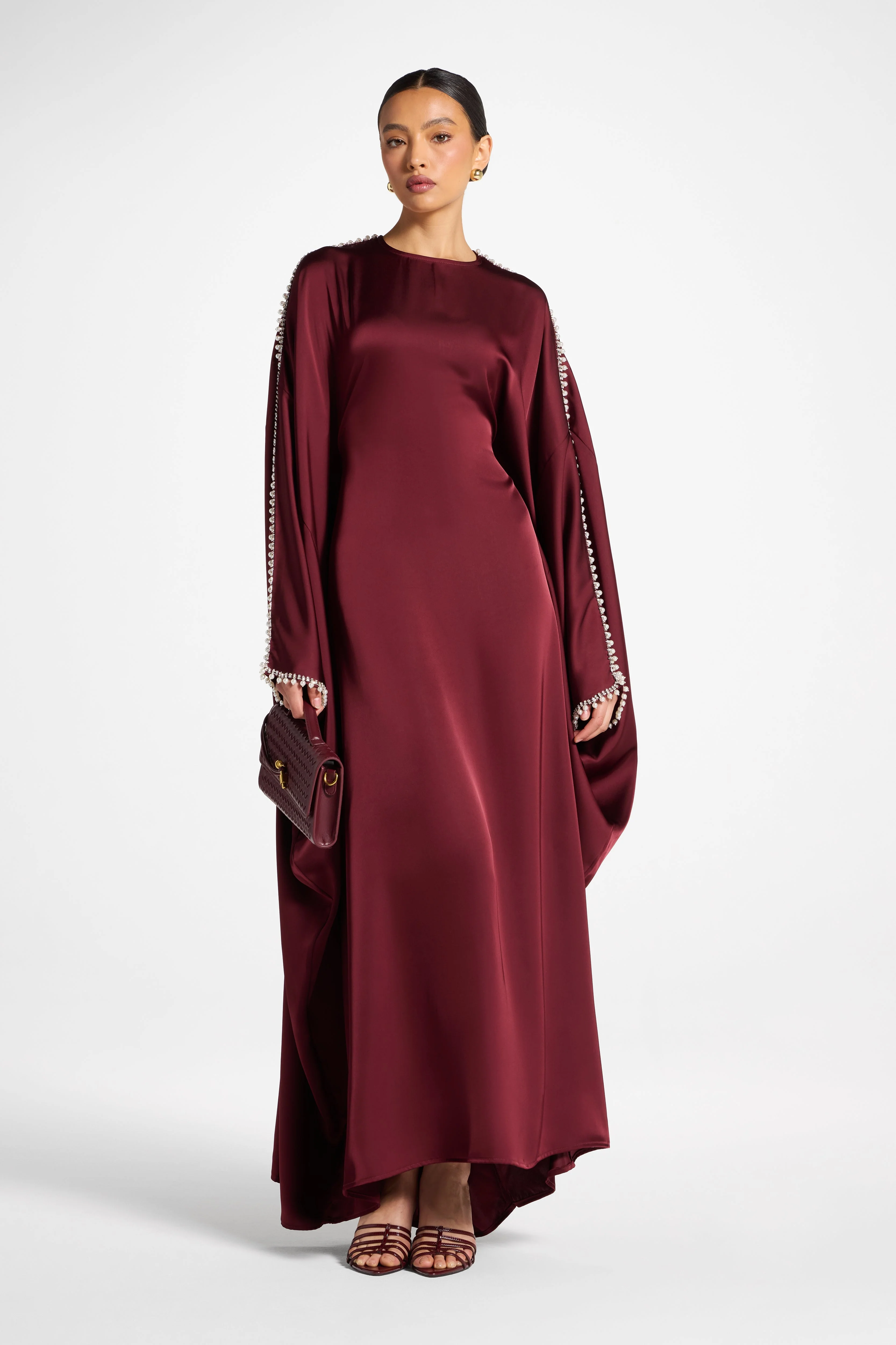 Embellished Butterfly Abaya Dress - Pomegranate - Image 3