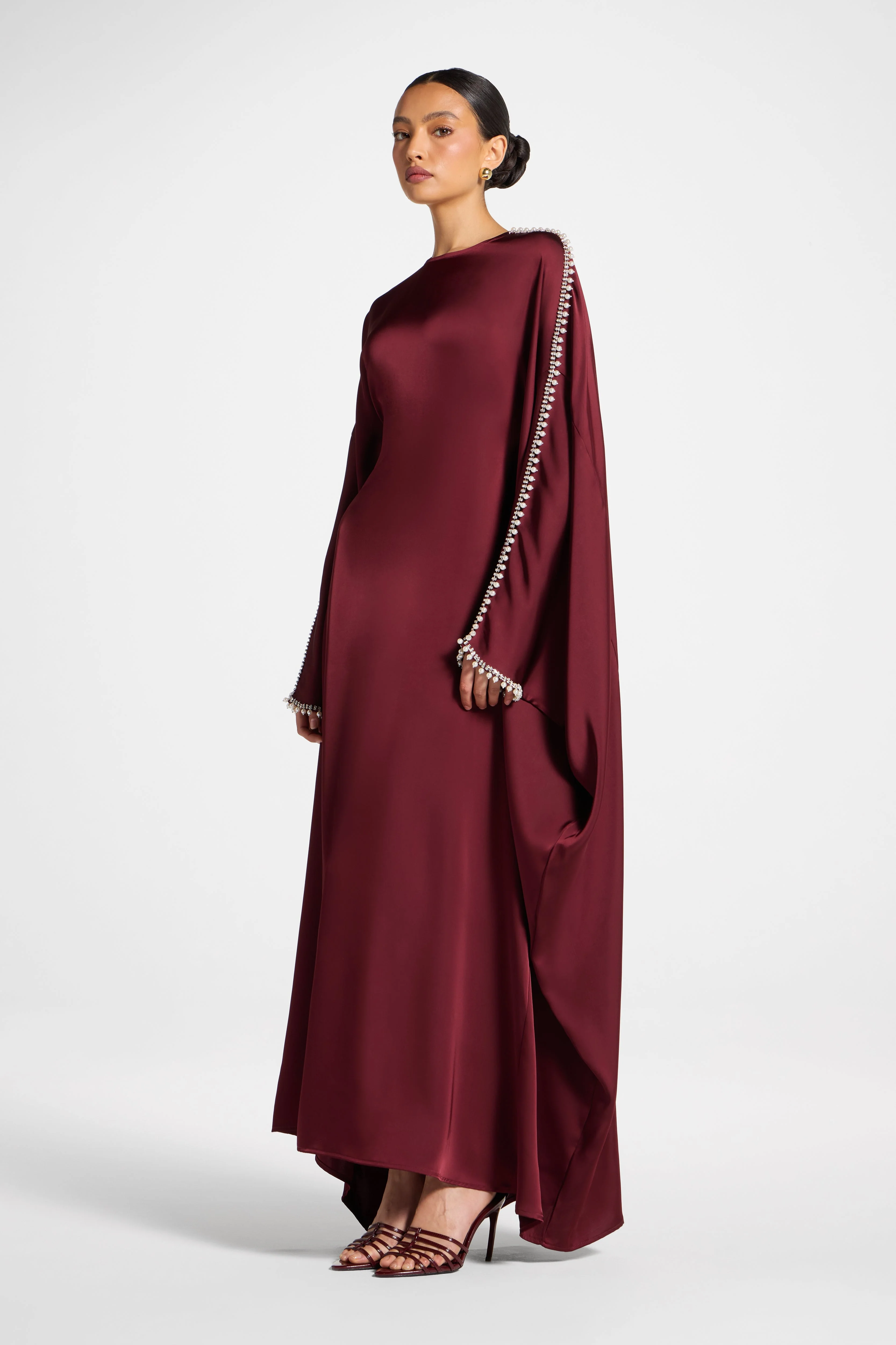 Embellished Butterfly Abaya Dress - Pomegranate - Image 4