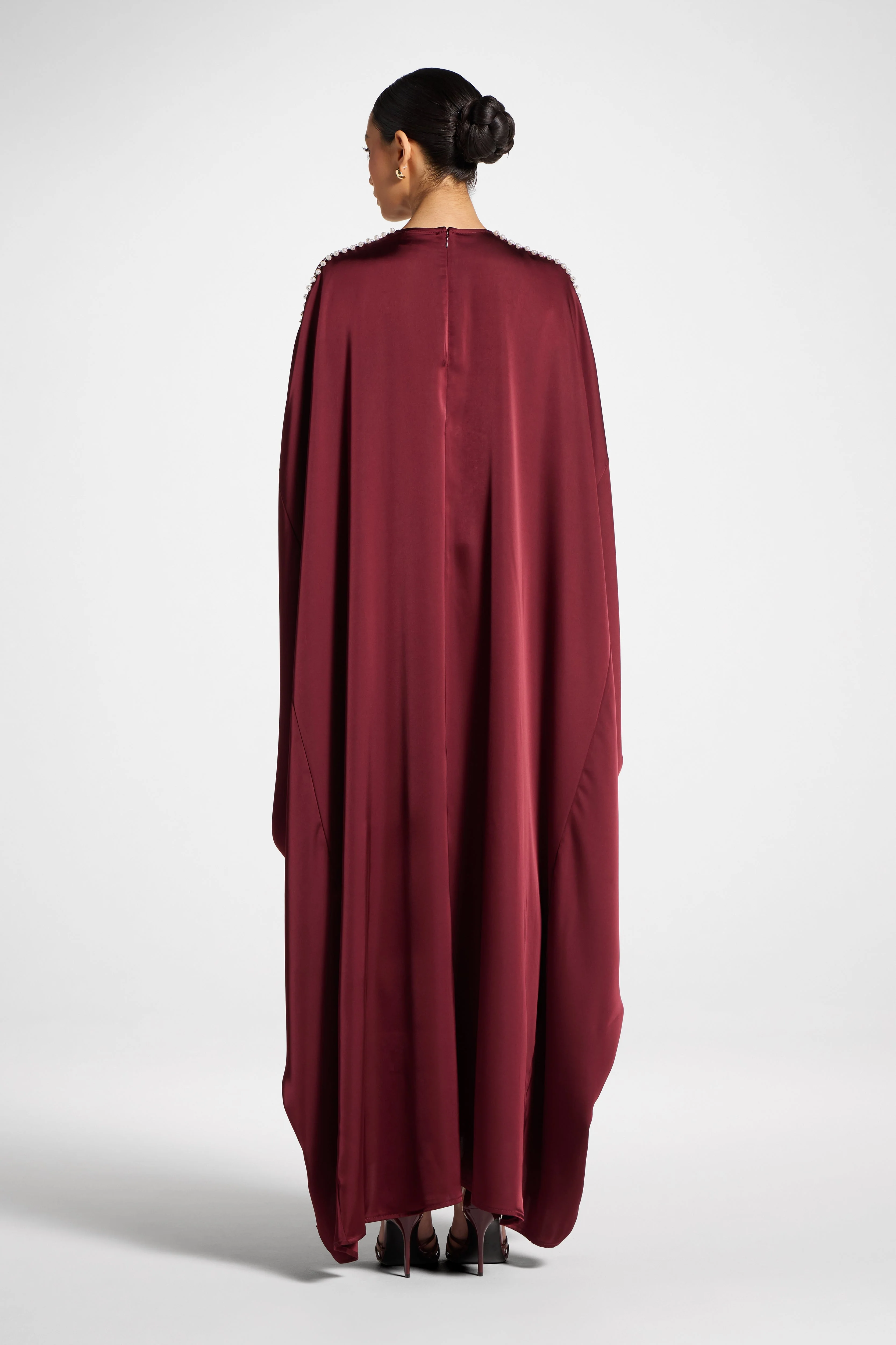 Embellished Butterfly Abaya Dress - Pomegranate - Image 6