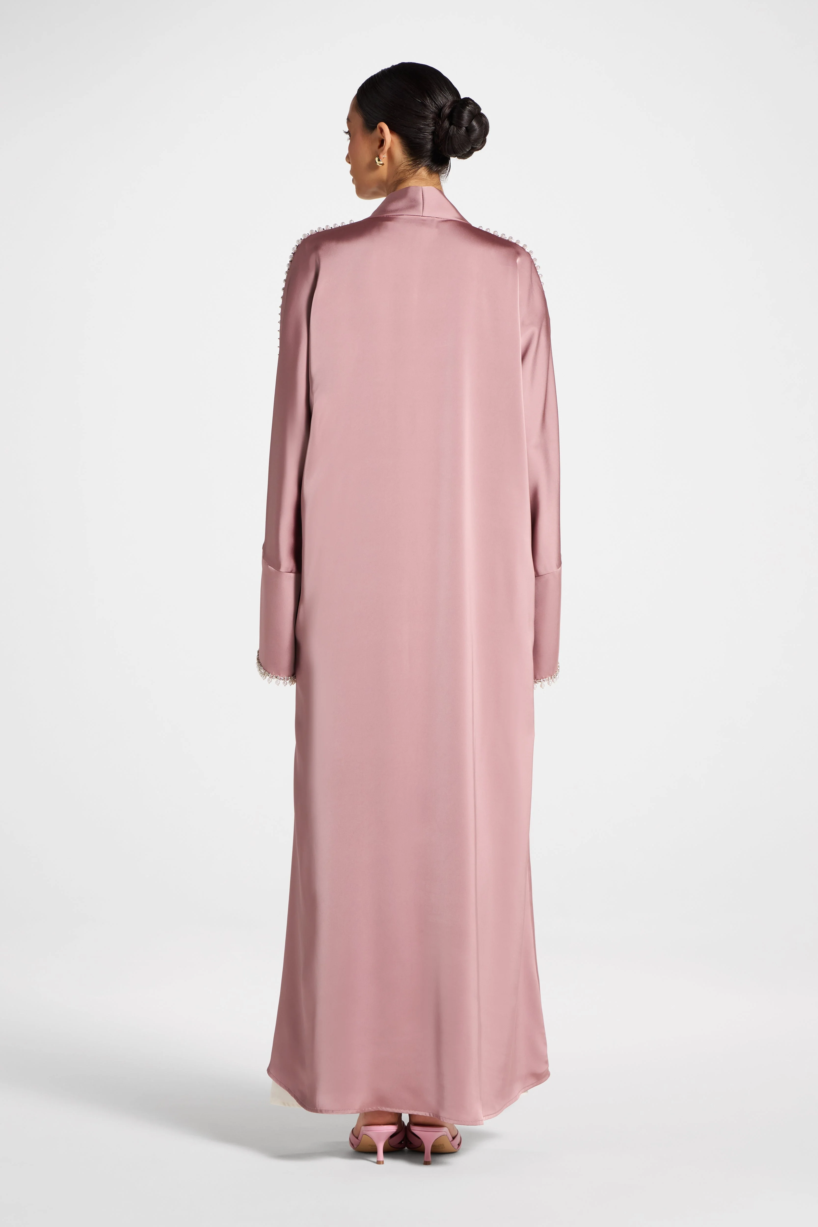 Embellished Open Abaya - Desert Mauve - Image 6