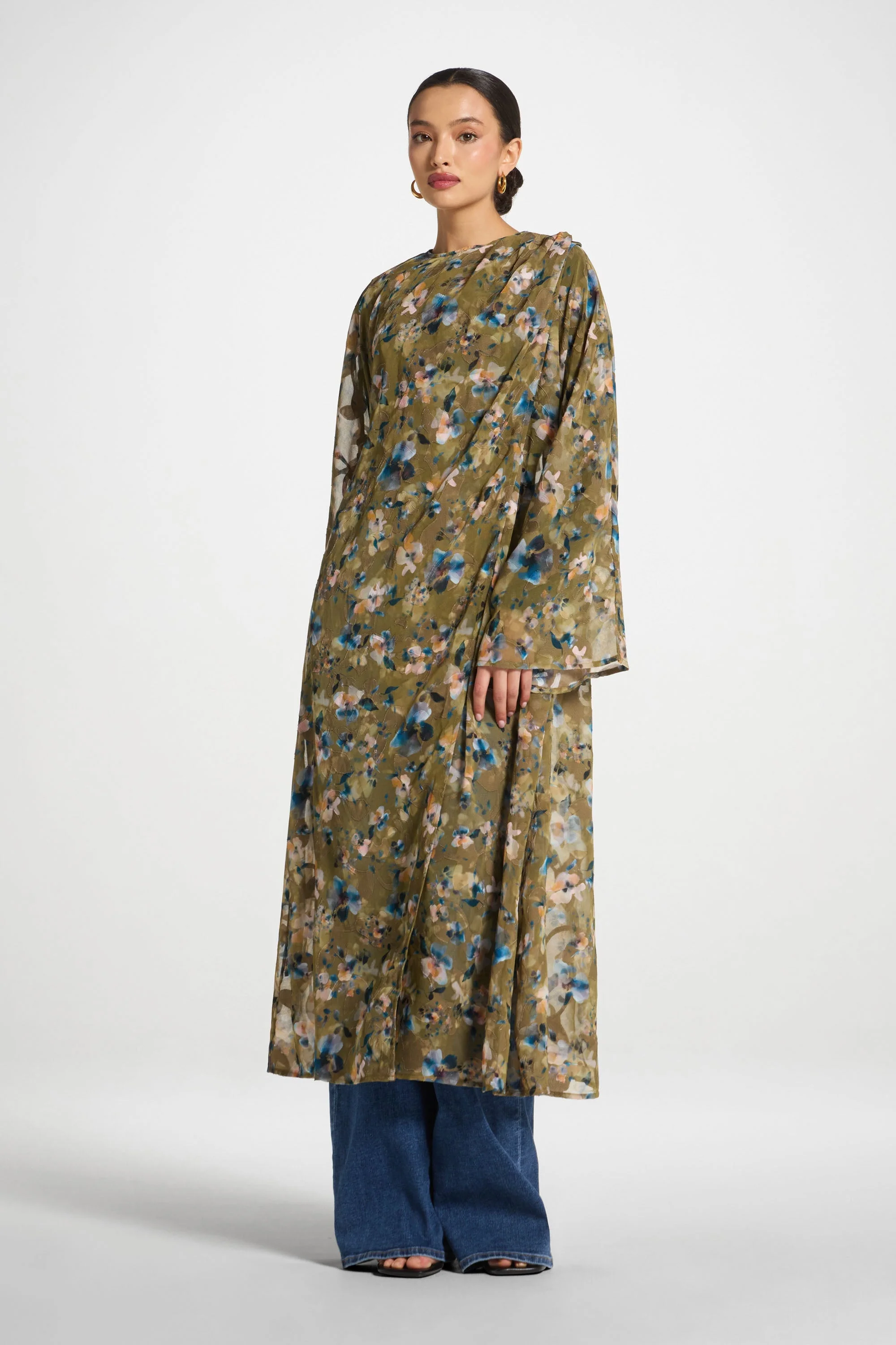Embroidered Maxi Top - Olive Bloom - Image 3