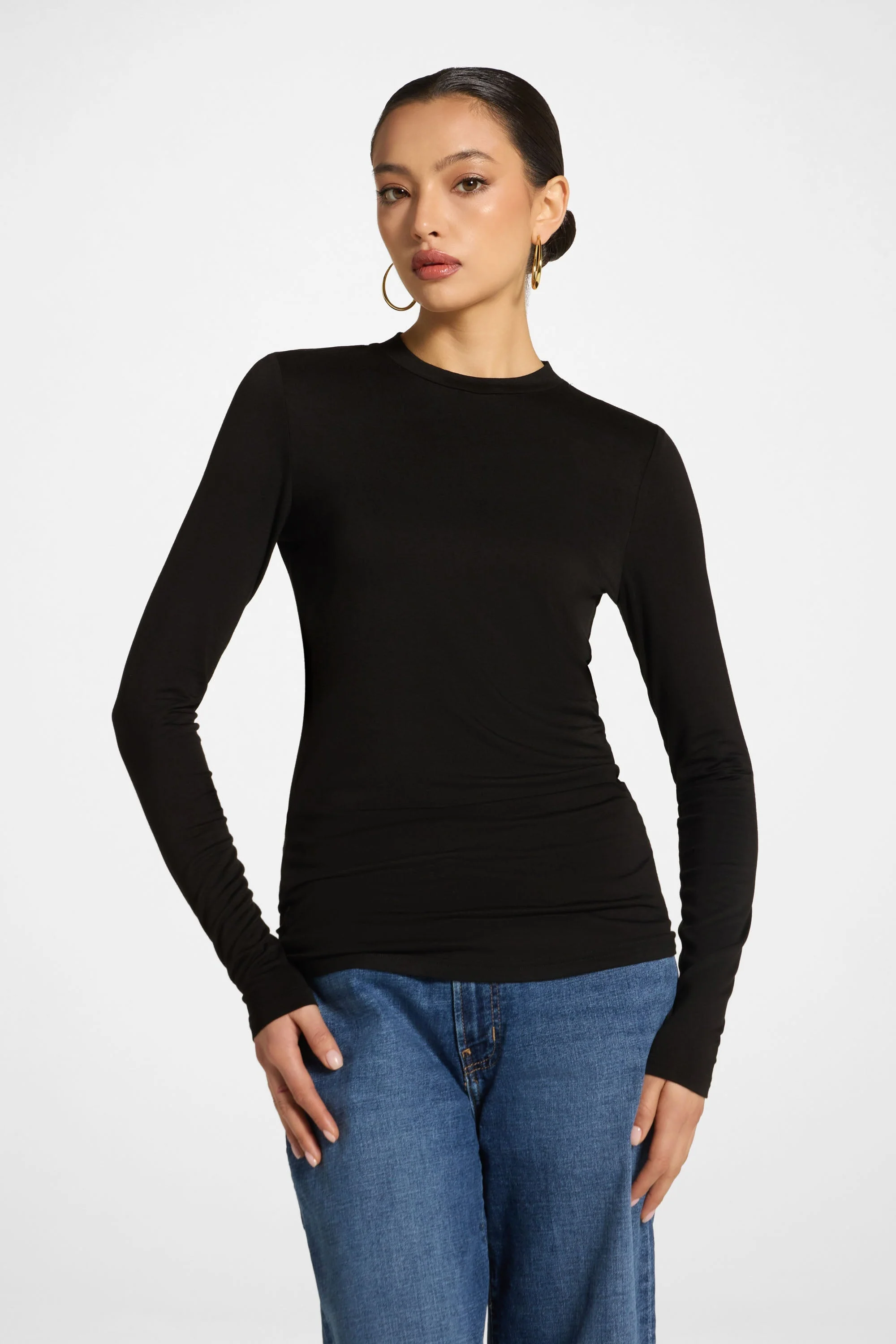 Essential Bamboo Long Sleeve Top - Black - Image 2