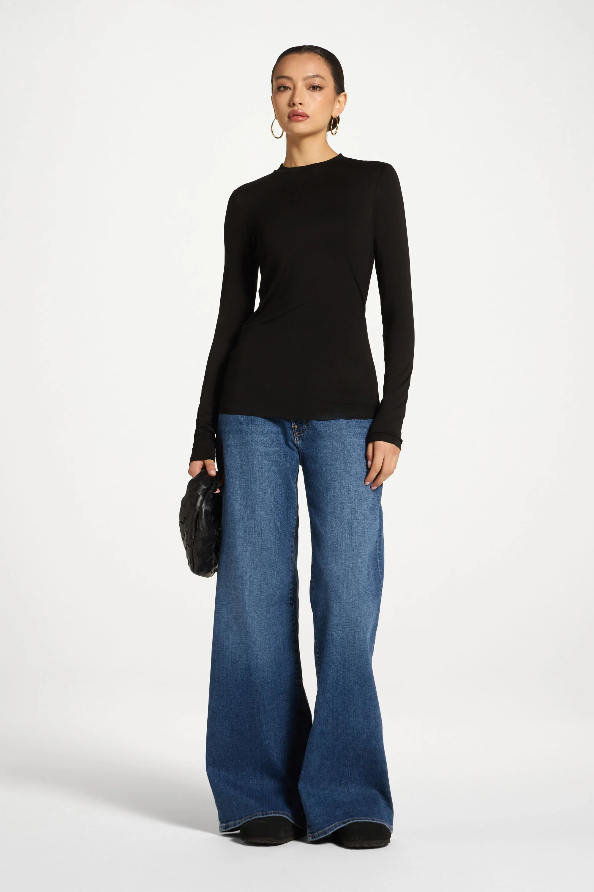 Essential Bamboo Long Sleeve Top - Black - Image 3