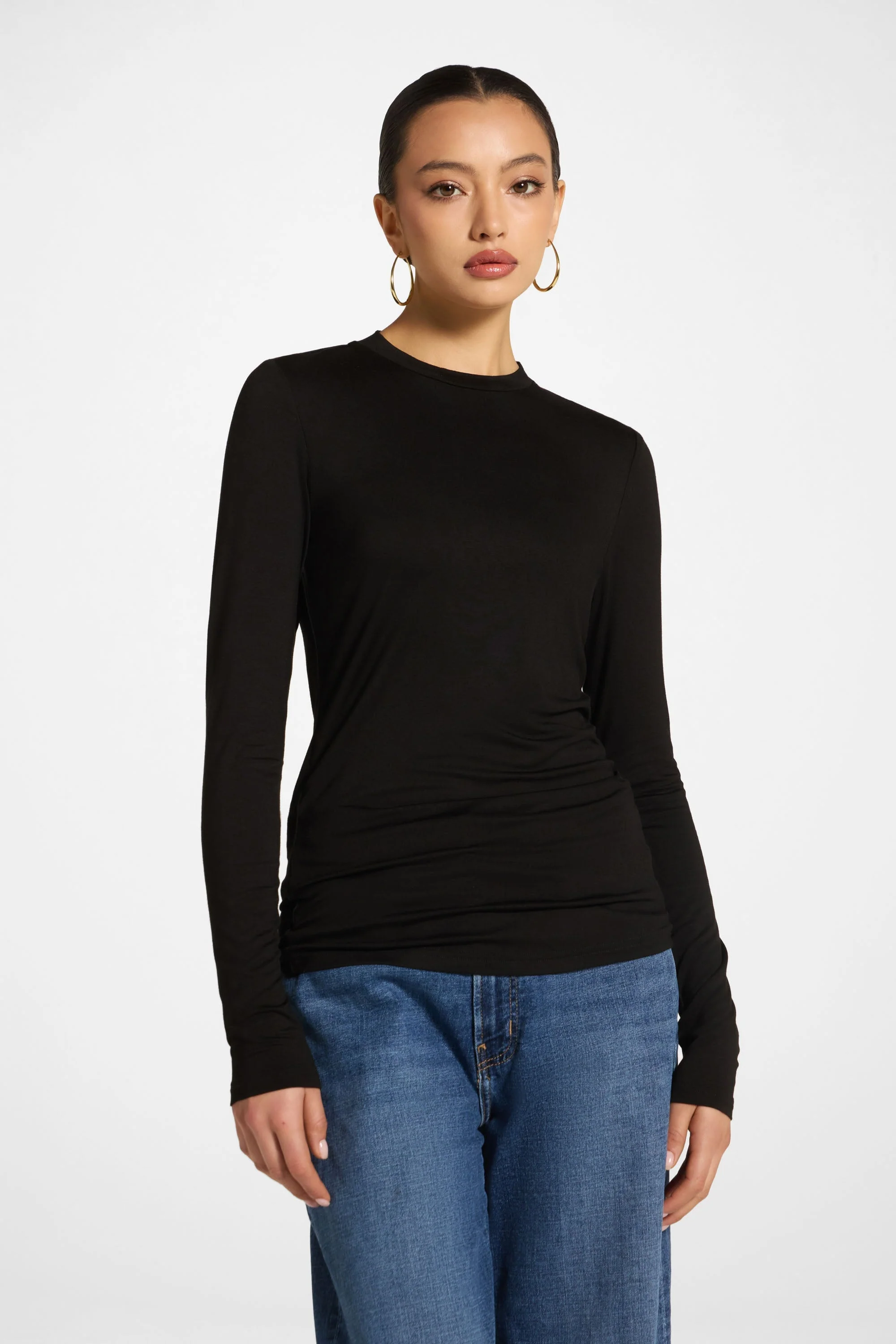 Essential Bamboo Long Sleeve Top - Black - Image 7