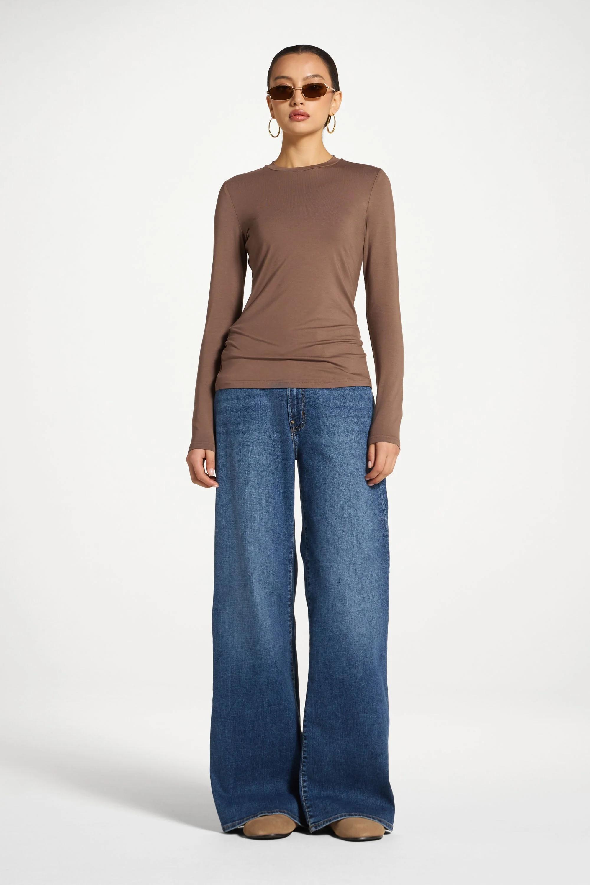 Essential Bamboo Long Sleeve Top - Chocolate - Image 2