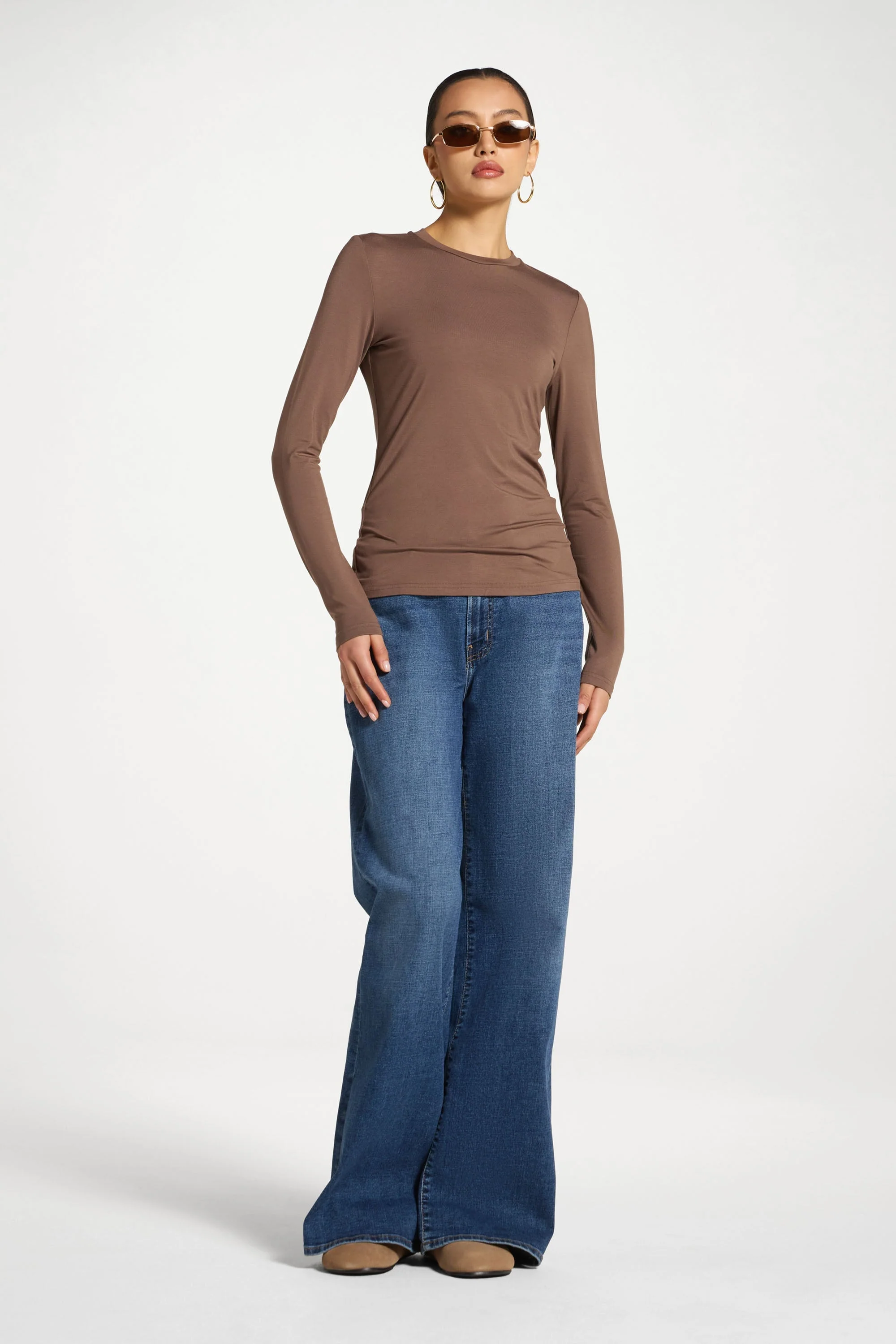 Essential Bamboo Long Sleeve Top - Chocolate - Image 3