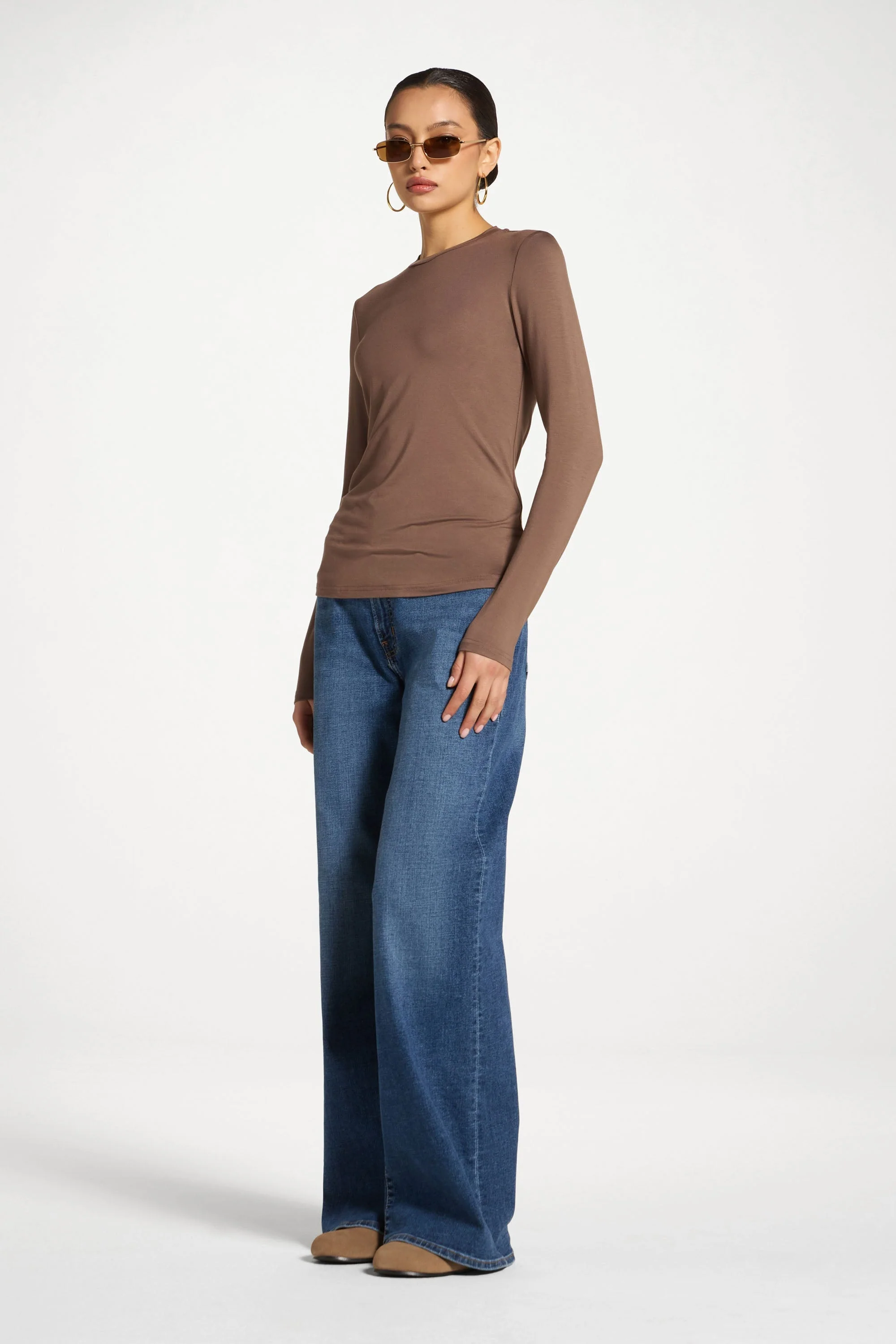 Essential Bamboo Long Sleeve Top - Chocolate - Image 4