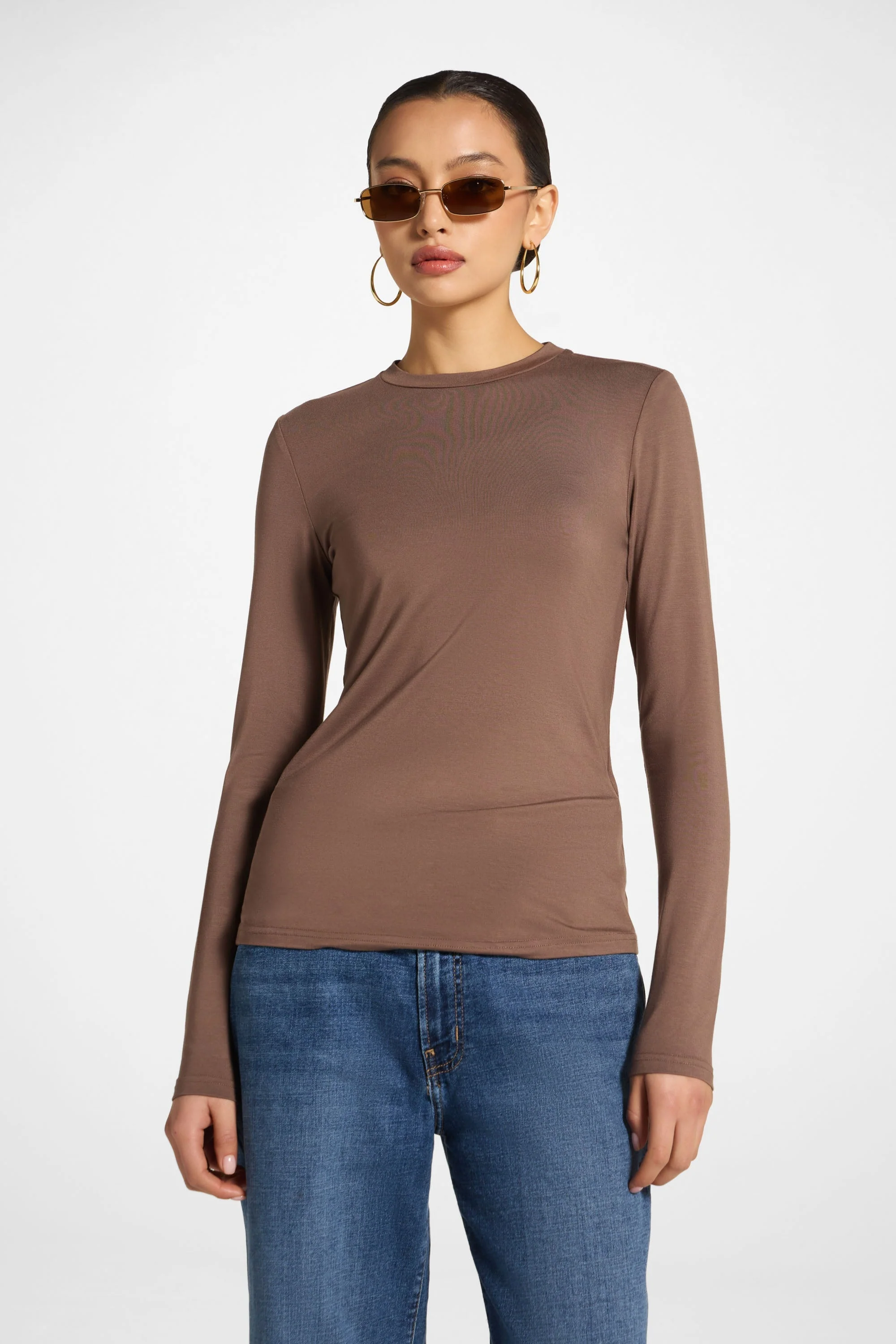 Essential Bamboo Long Sleeve Top - Chocolate - Image 6
