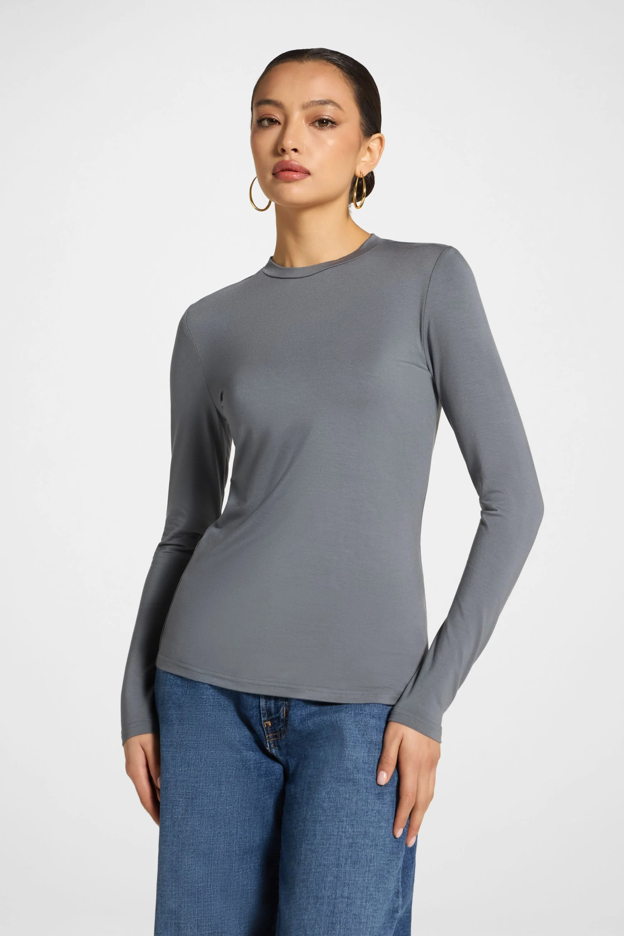 Essential Bamboo Long Sleeve Top - Iron