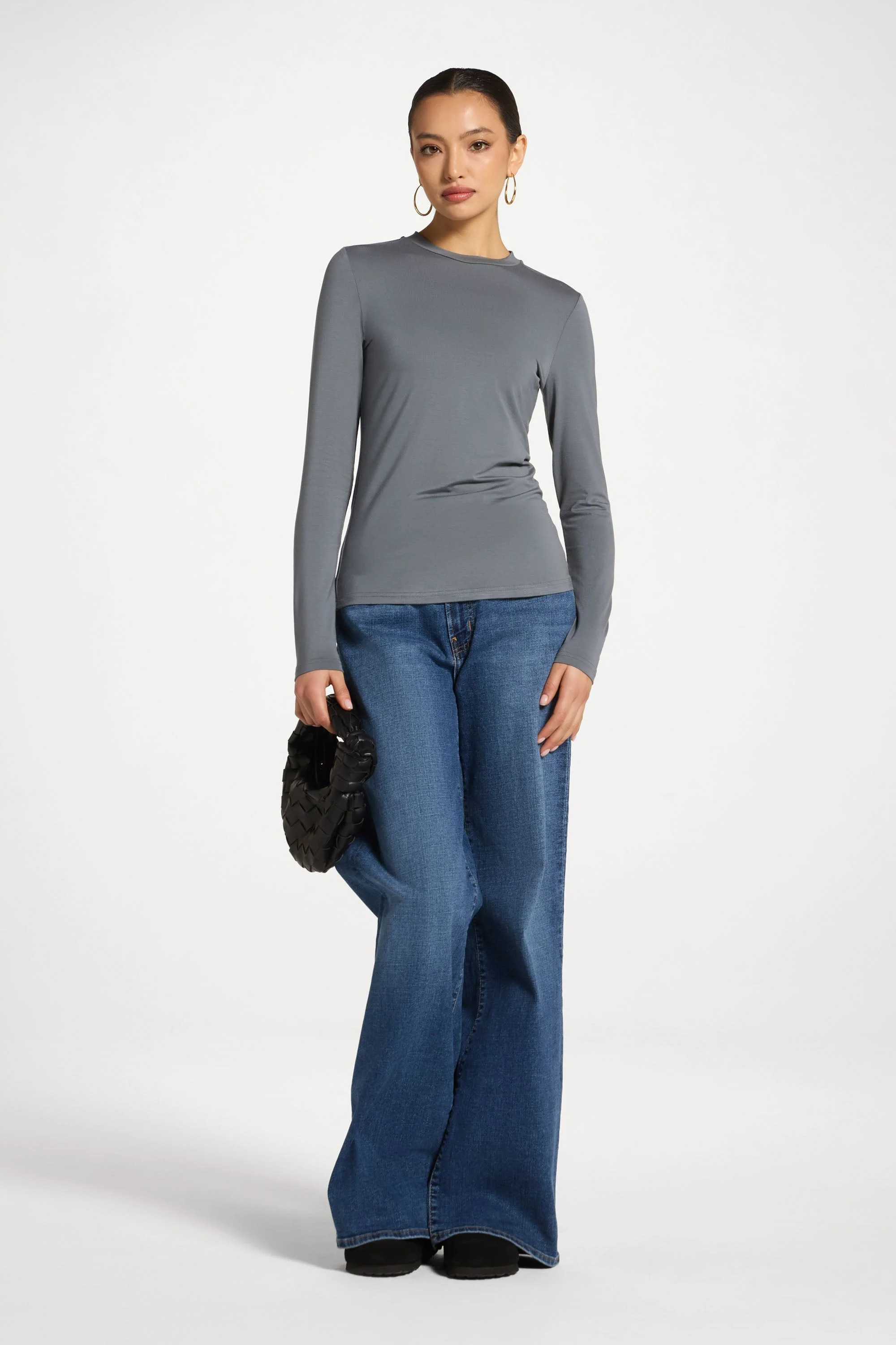 Essential Bamboo Long Sleeve Top - Iron - Image 3
